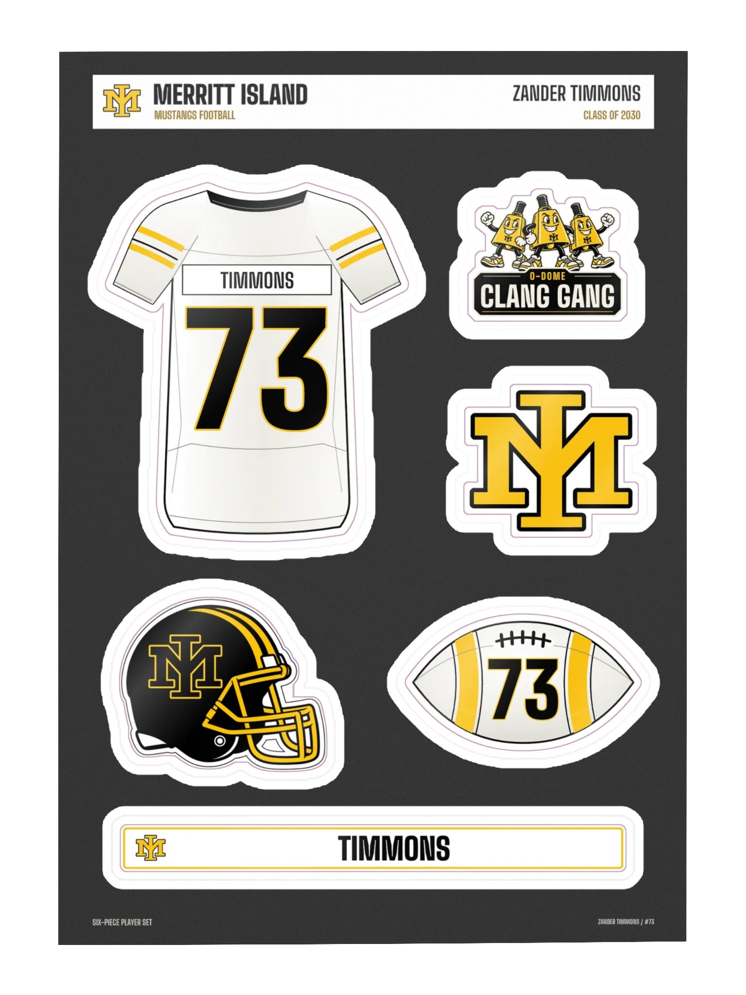 Zander Timmons #73 — Mustangs Sticker Sheet product image (3)