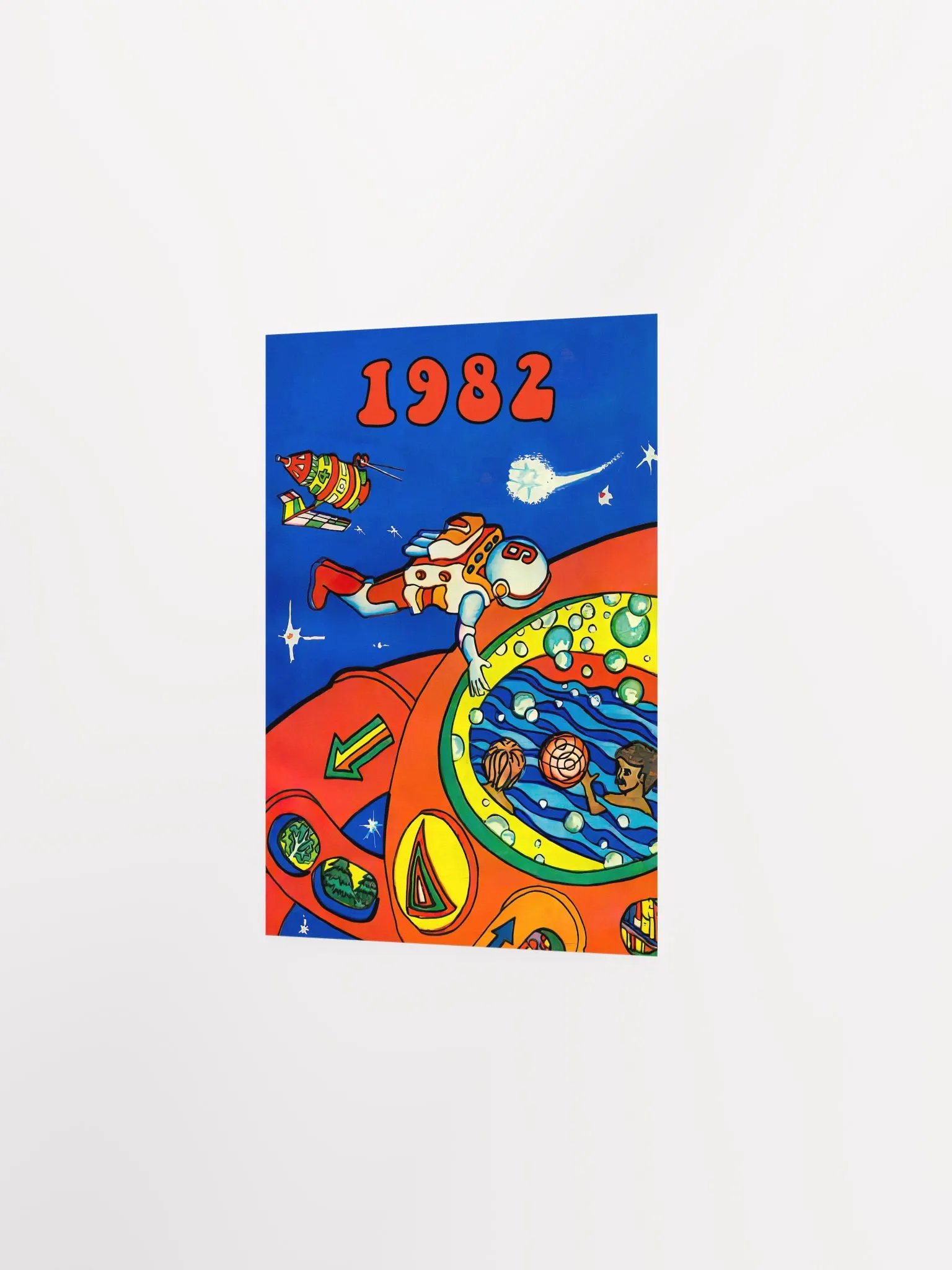 Soviet space, USSR 1982 — Soviet vintage space art poster, soviet poster, propaganda poster, soviet retro space, space wall art product image (7)