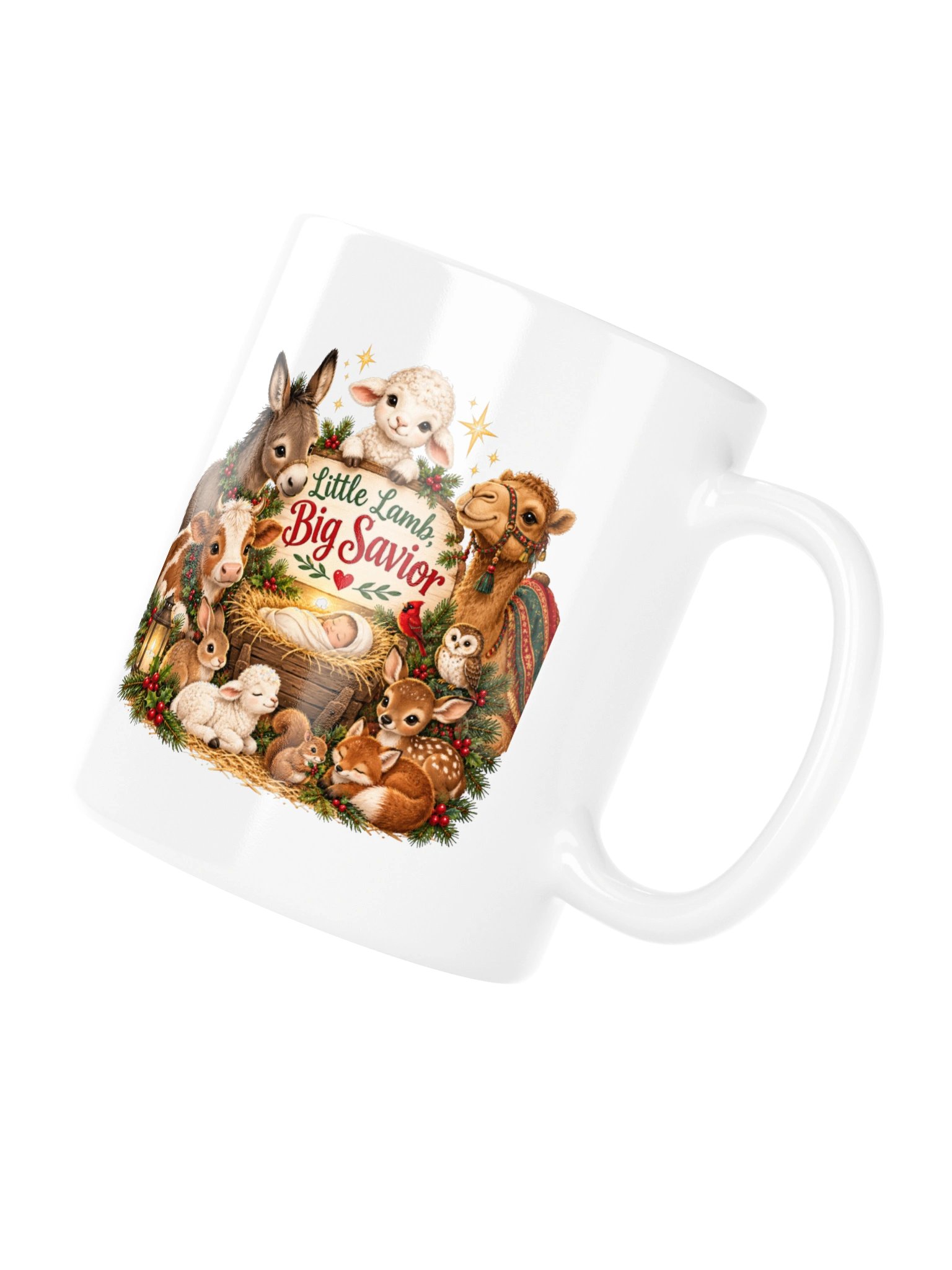 Little Lamb Big Savior Mug | Christian Christmas Nativity Mug | Cute Lamb & Animal Christmas Gift product image (6)