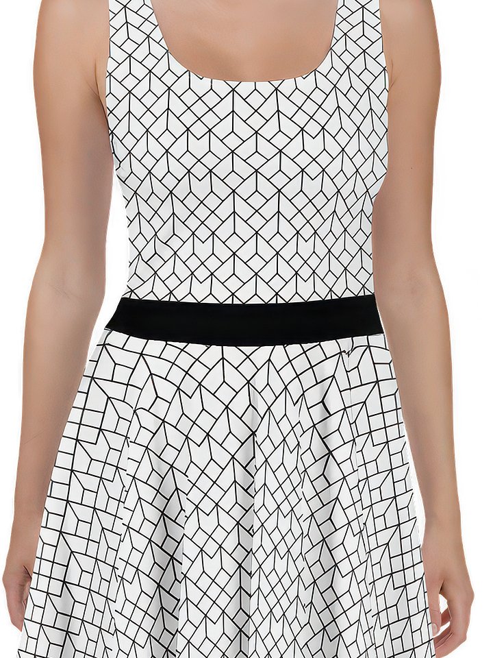 Black & White Mesh Pattern Geometric Dress product image (2)