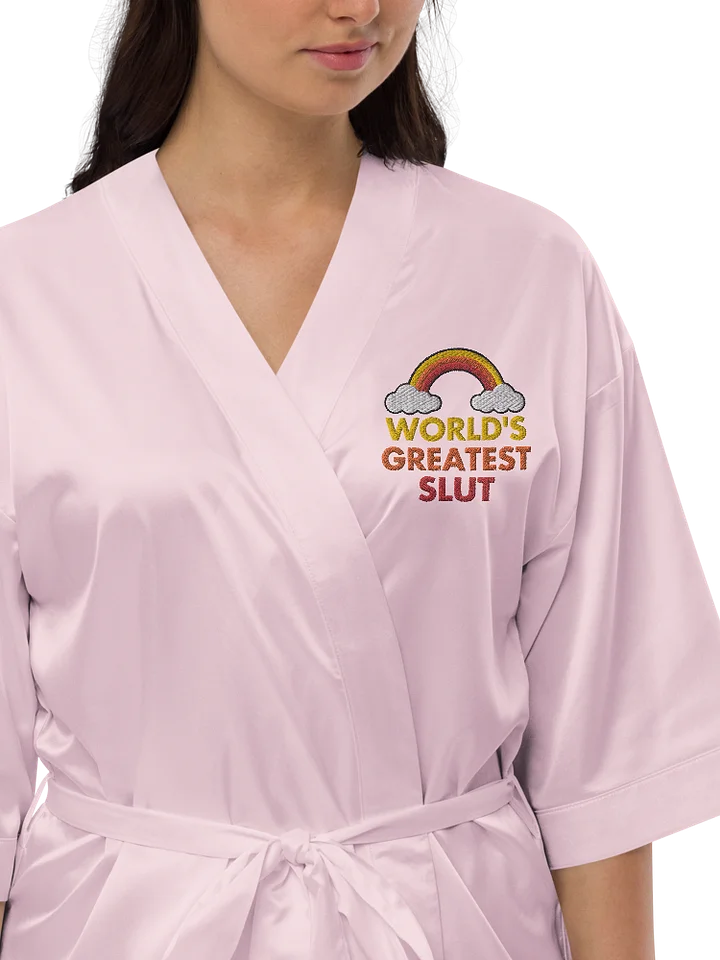 World's Greatest Slut embroidered satin robe product image (1)