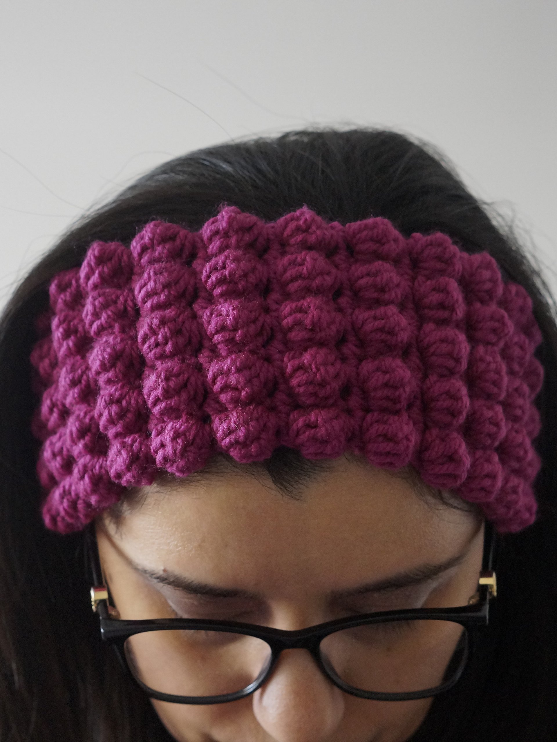 Bobble stitch headband crochet pattern product image (4)