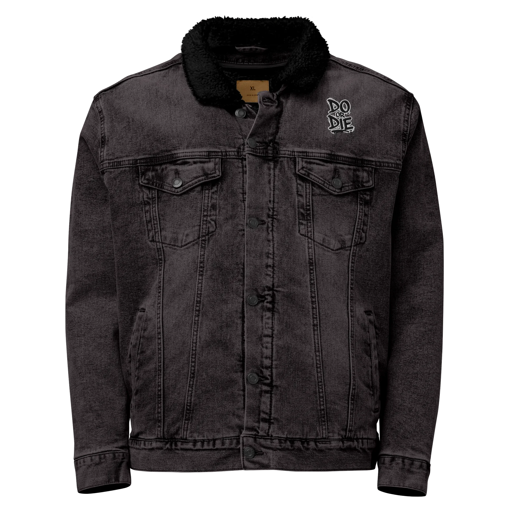Graffiti-Style 'Do or Die' Denim Jacket