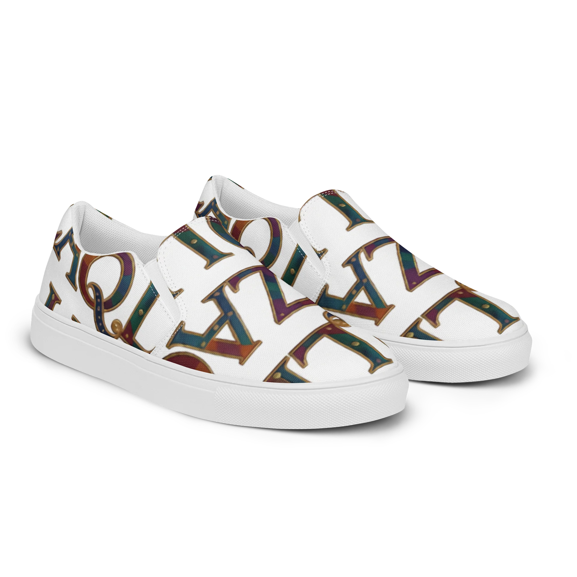 XZAQLI Monogram Men's Canvas Slip-On (White) product image (1)