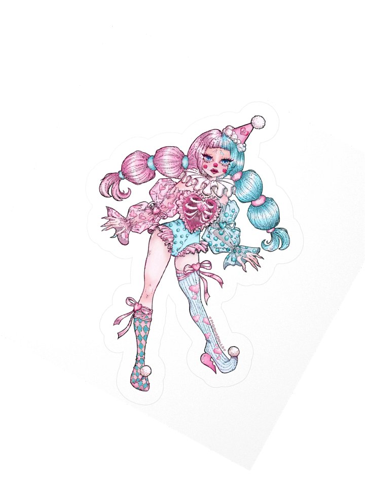 'ceecee the clown doll' artwork sticker product image (2)
