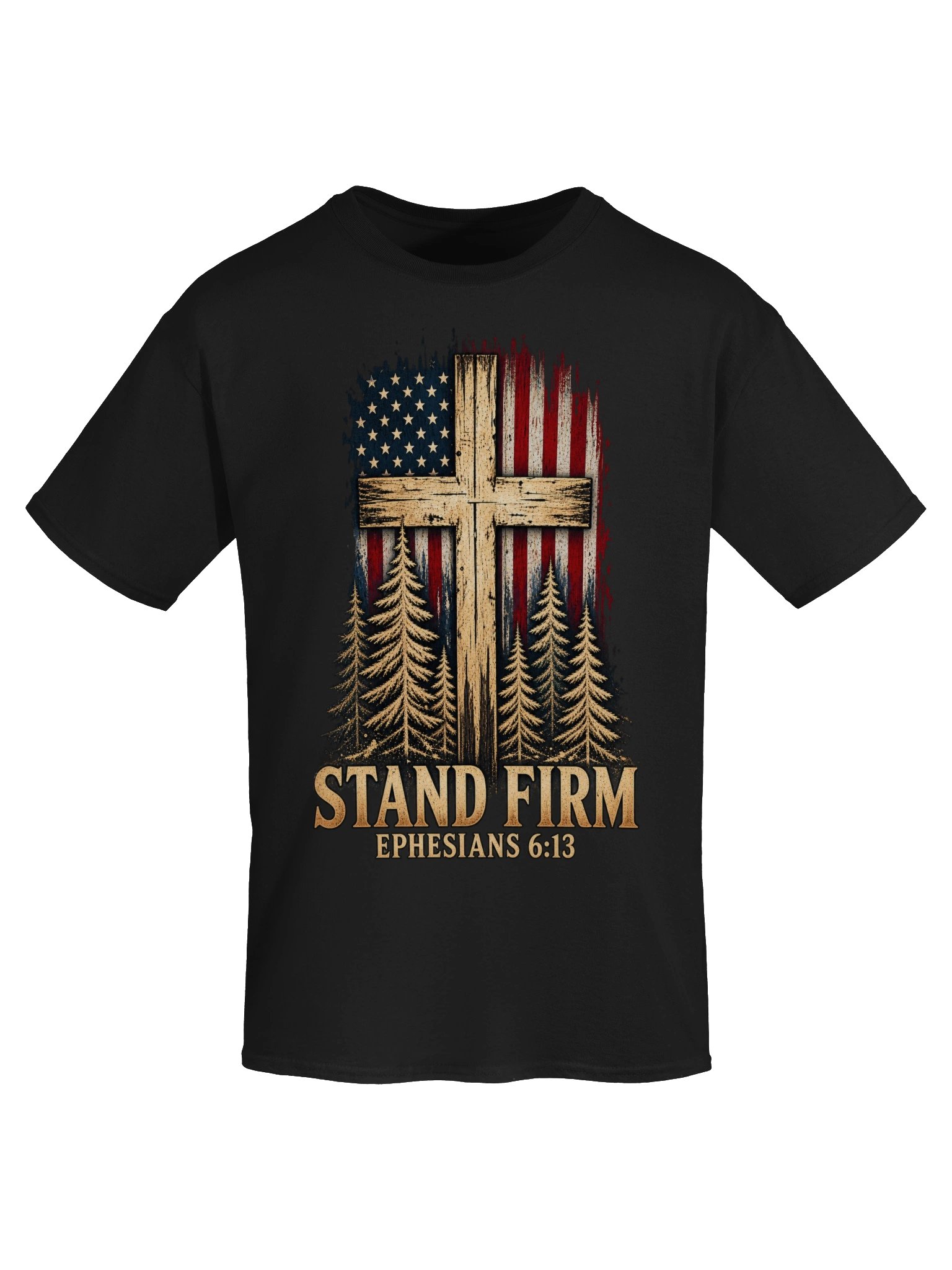 Stand Firm Ephesians 6:13 Christian Patriotic Cross T-Shirt product image (6)