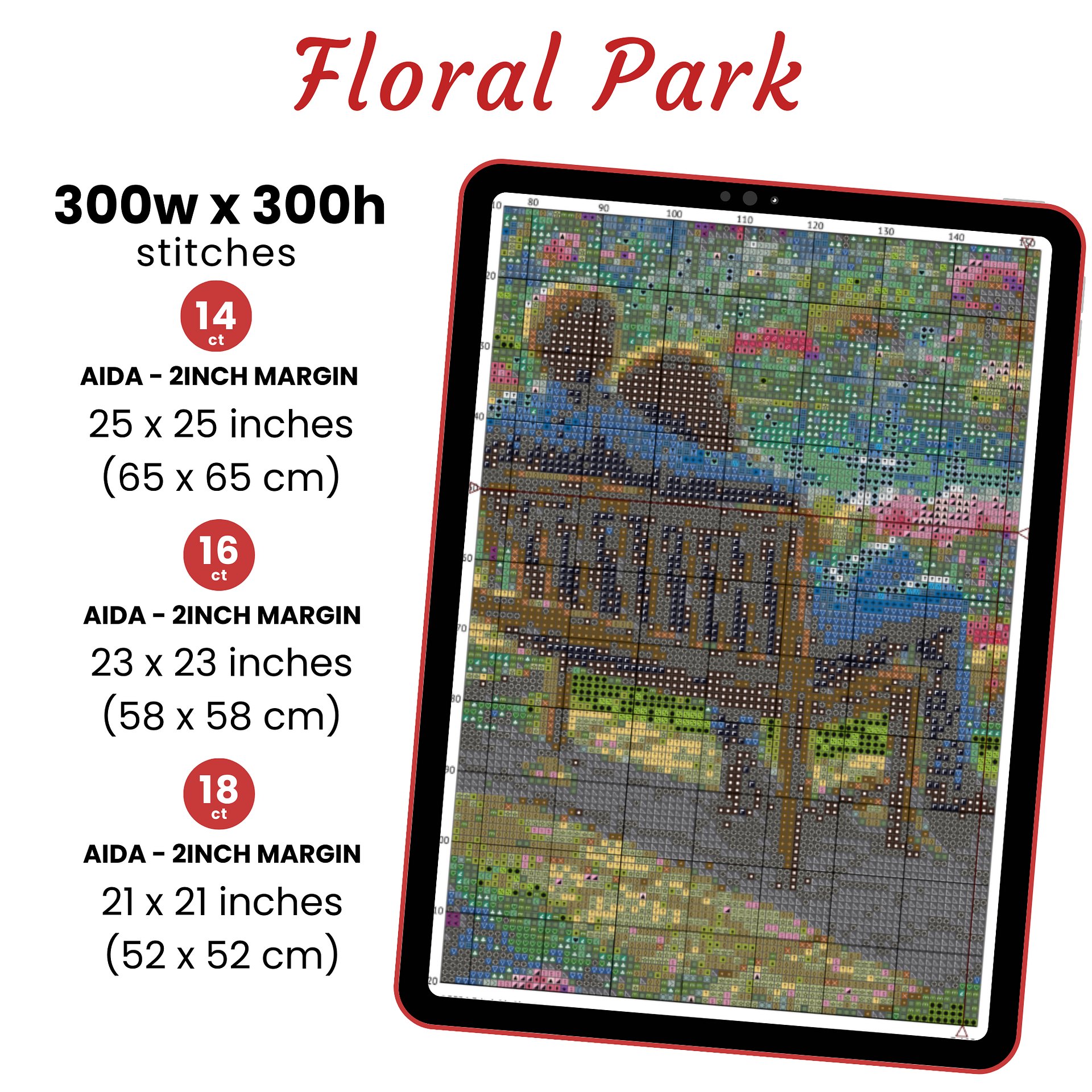 Floral Park Cross Stitch Pattern product image (2)