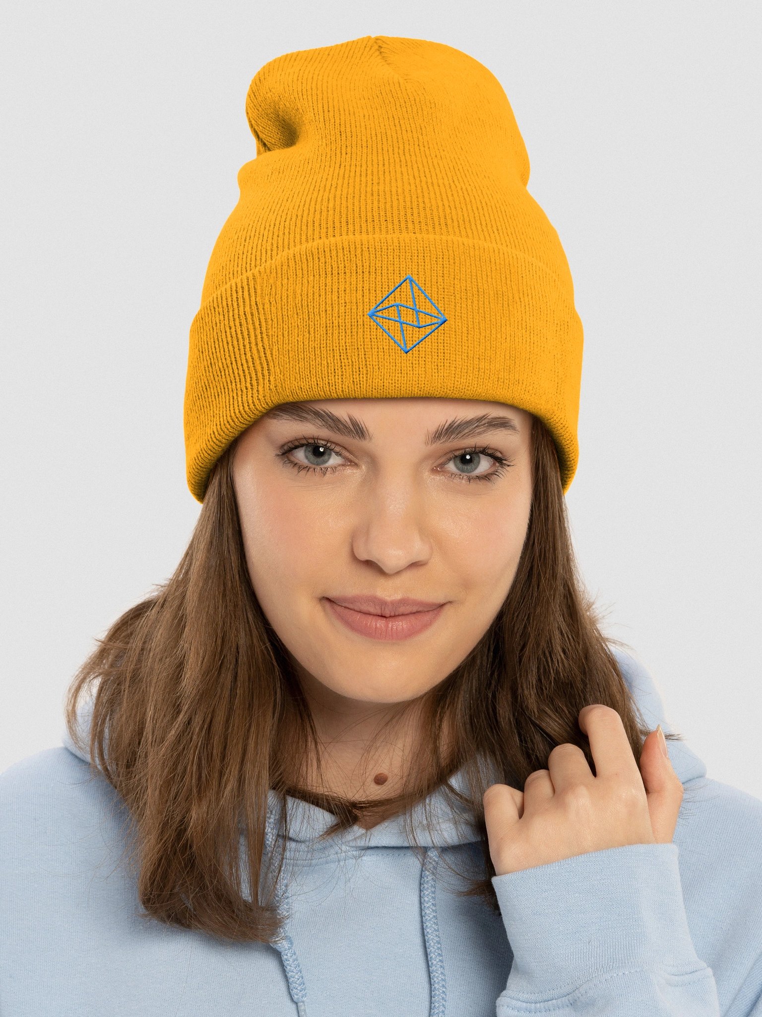 GONE Minimal Octahedron Embroidered Golden Beanie product image (7)