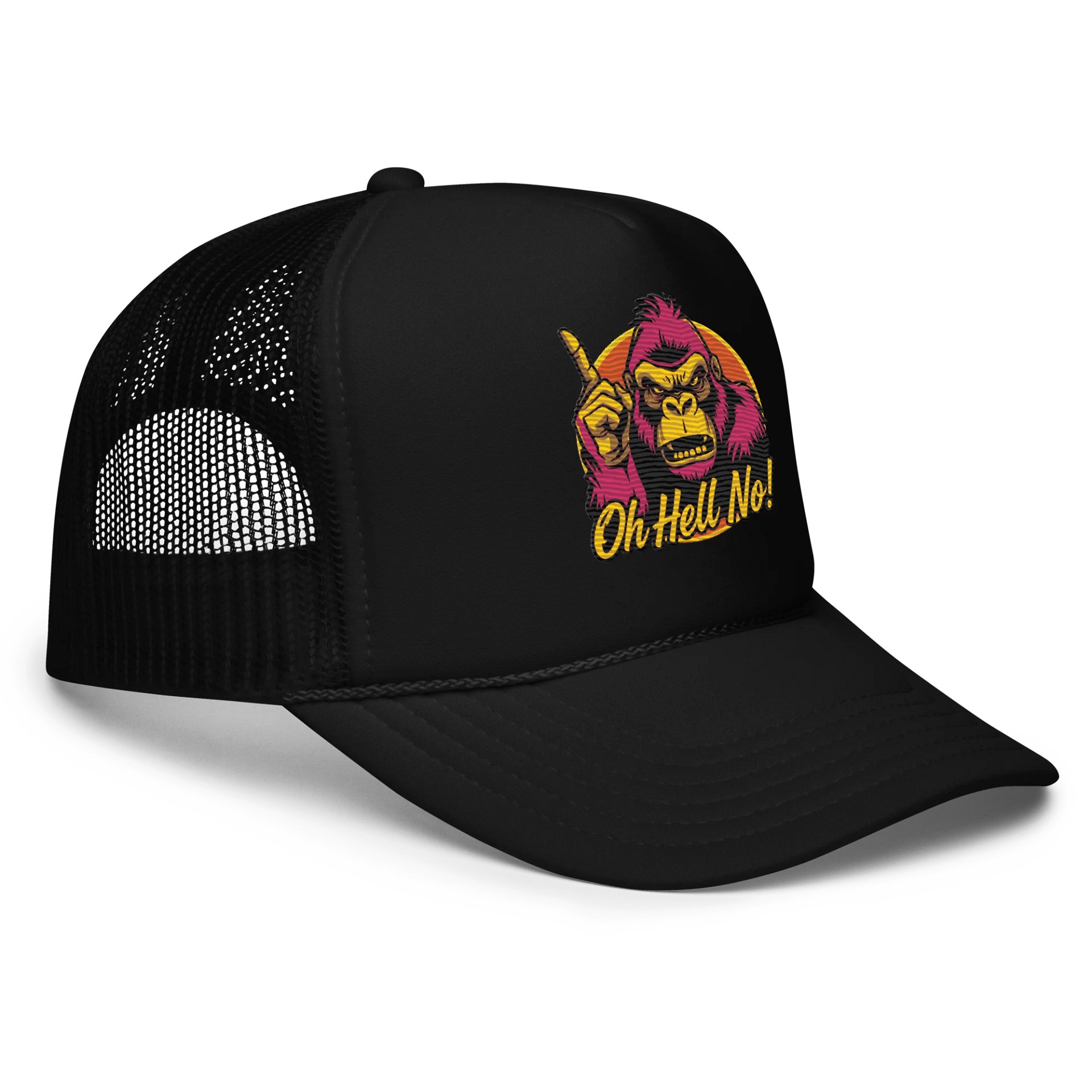 Oh Hell No Funny Flamingo Color Design Trucker Hat product image (3)