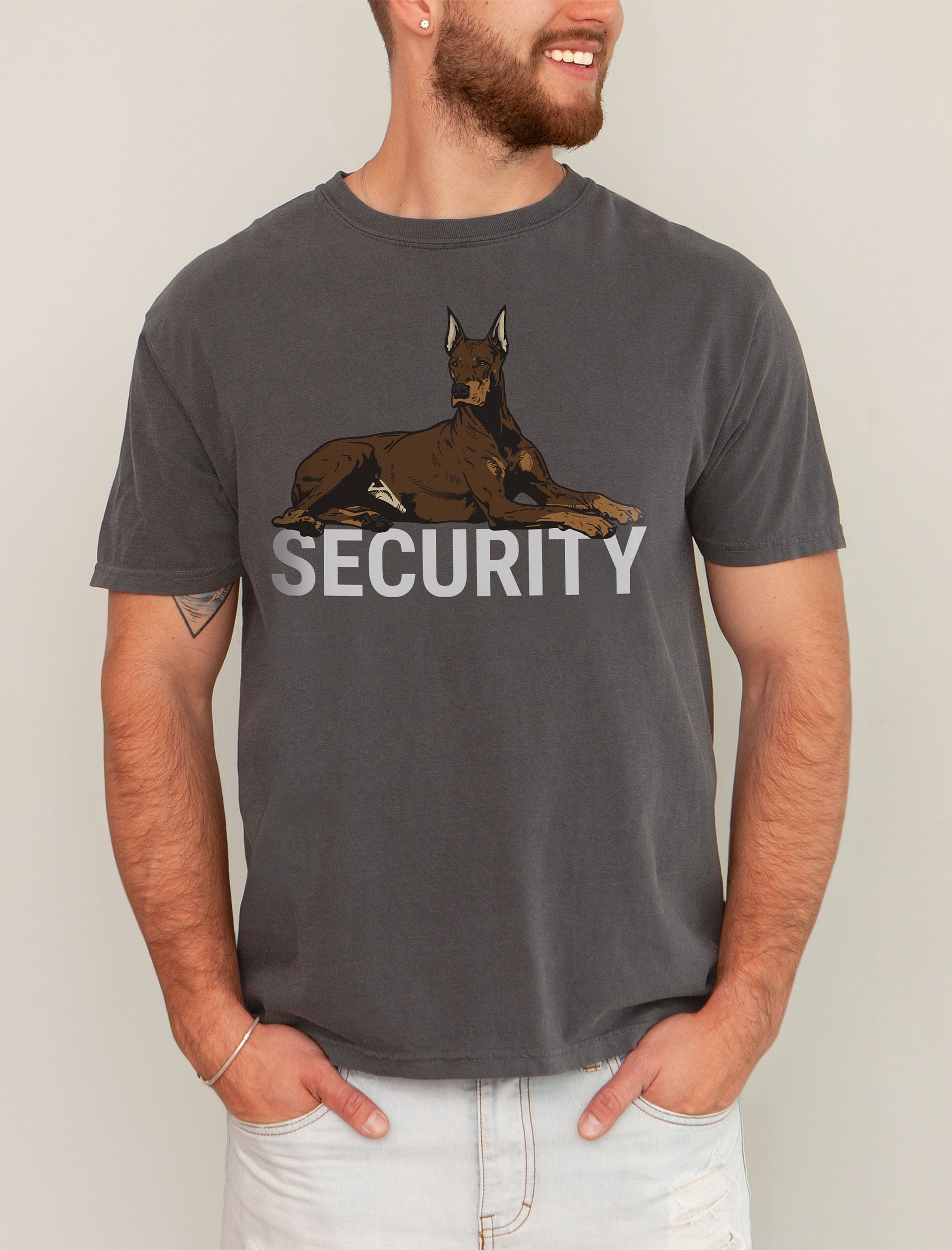 Security T-Shirt of a Doberman (Red) | Funny T-Shirt for Doberman Paw-rents product image (2)