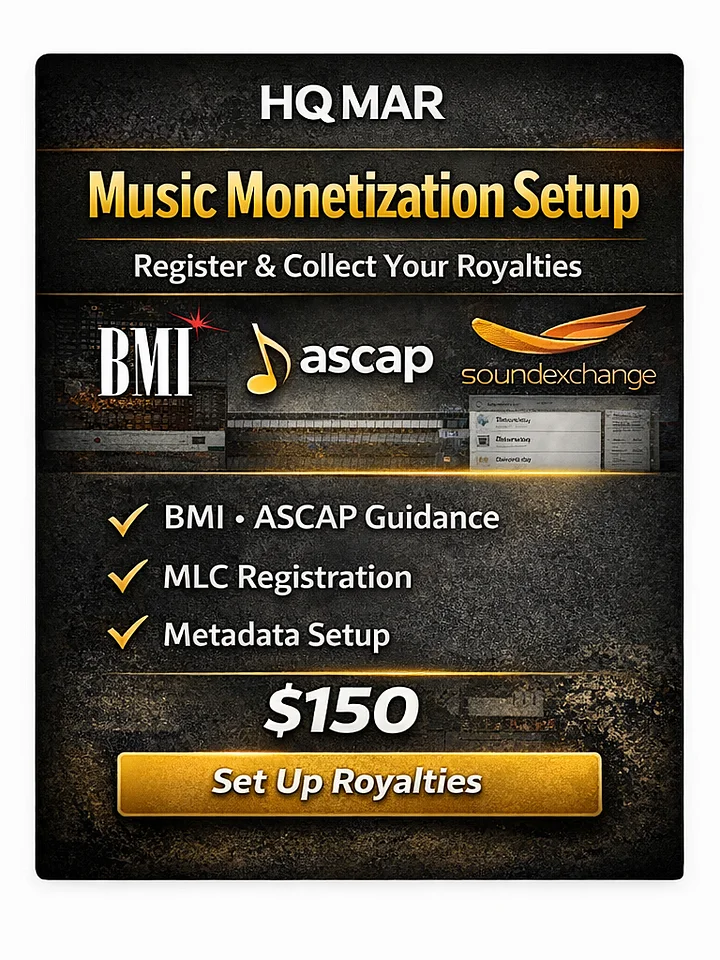 Music Monetization Setup Service | Song Registration, Metadata & Royalty Setup (BMI, MLC, SoundExchange) product image (1)
