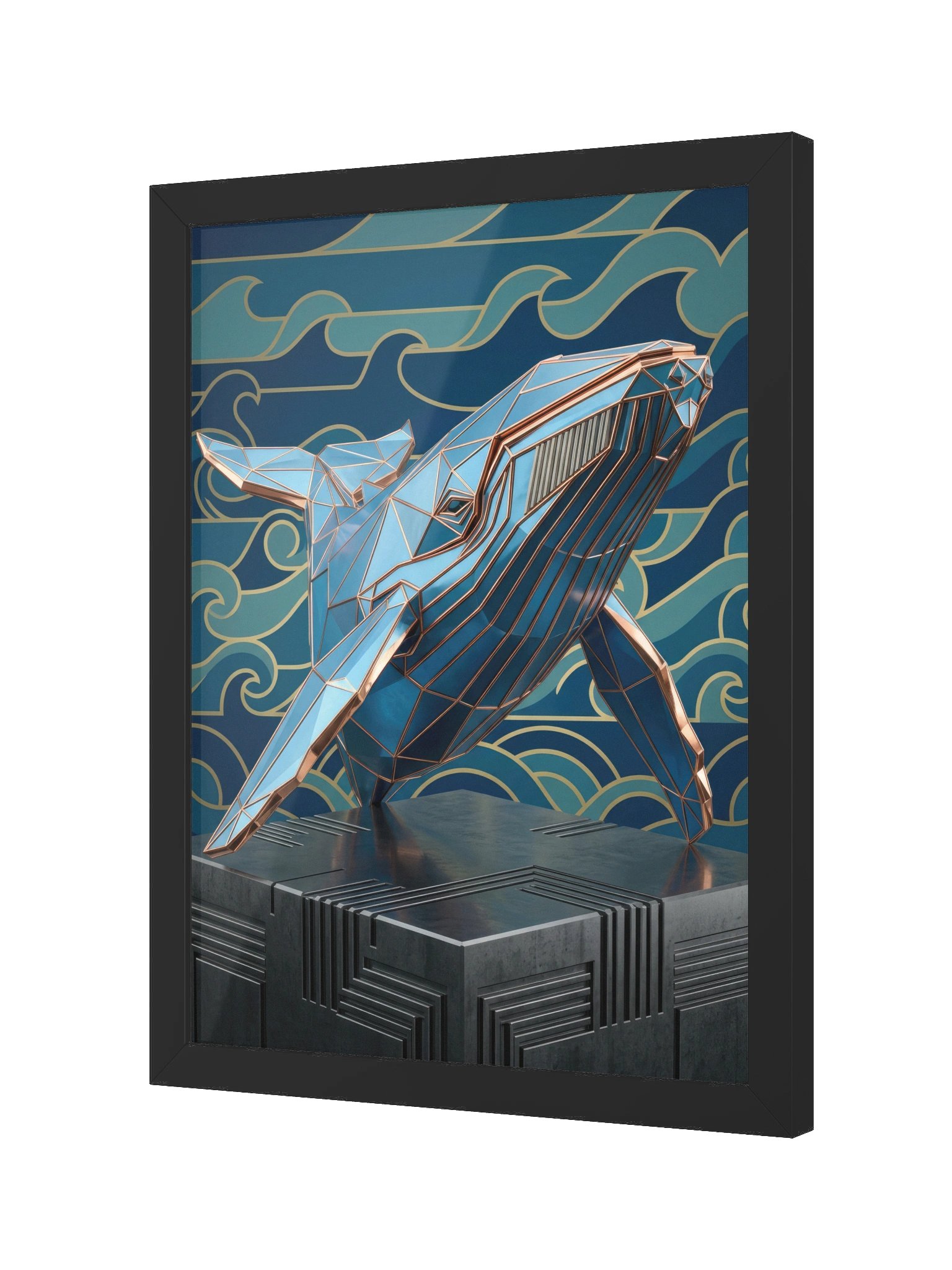 Dazzling Geometric Whale Framed Poster - Neo-Deco Luxury Wall Art product image (2)