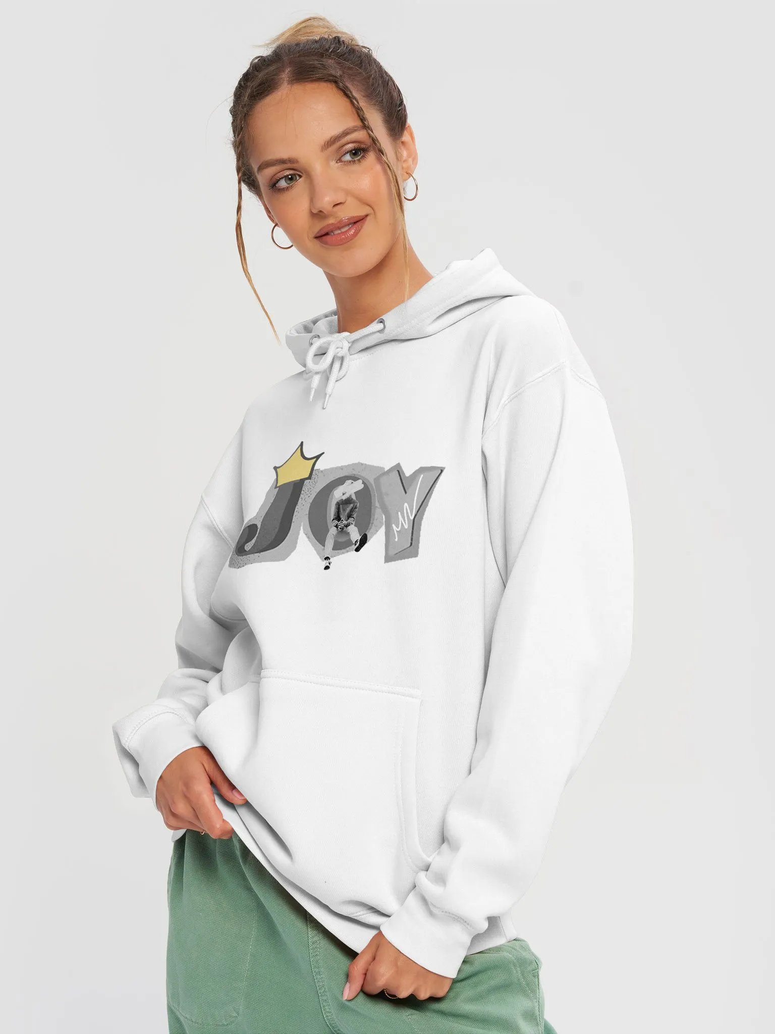 JOY Monochrome White Hoodie product image (3)
