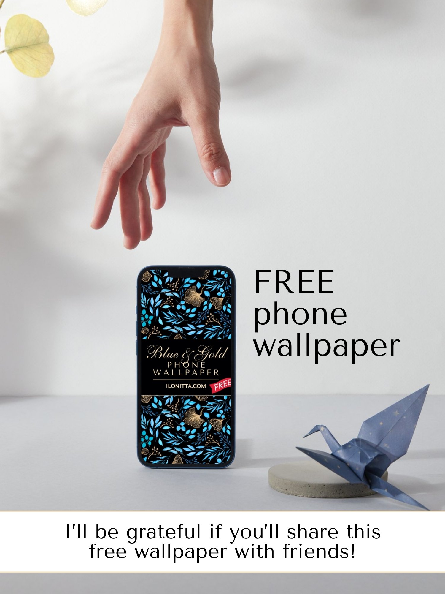 Phone Wallpaper from Blue & Gold Watercolor Bundle product image (4)