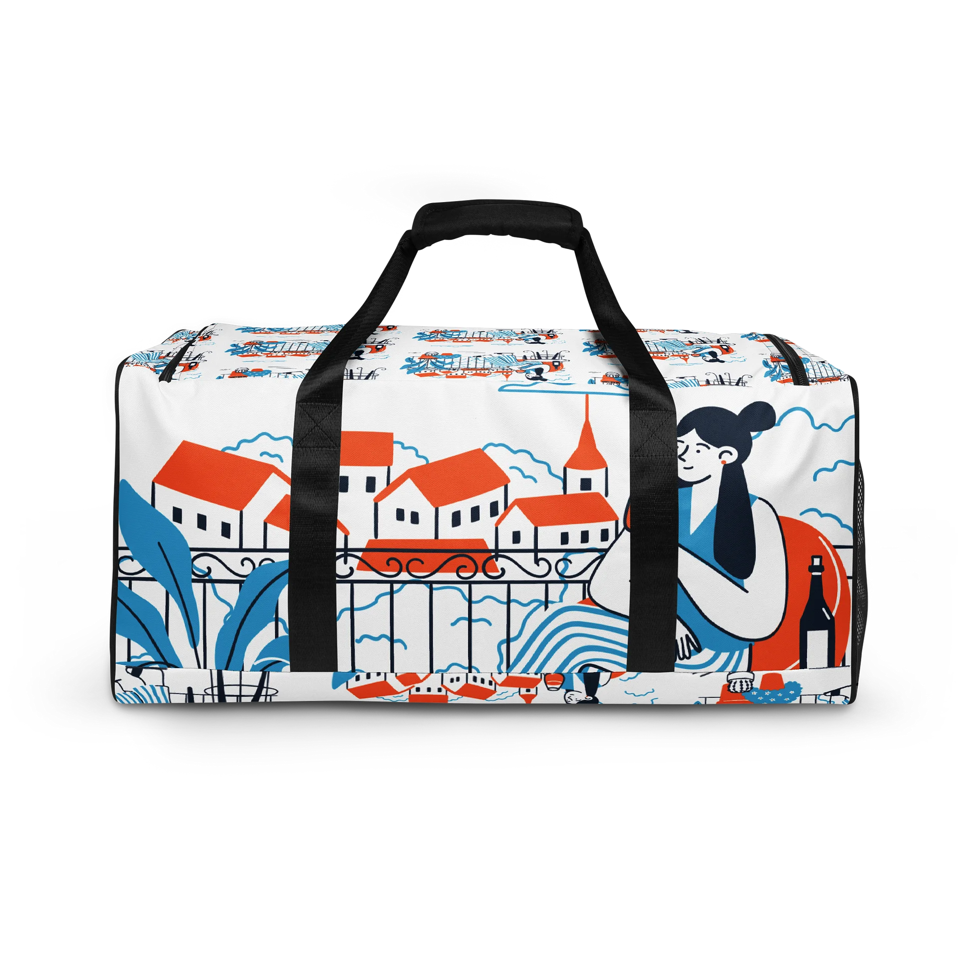 Mediterranean-Inspired Illustrated Duffle Bag product image (3)