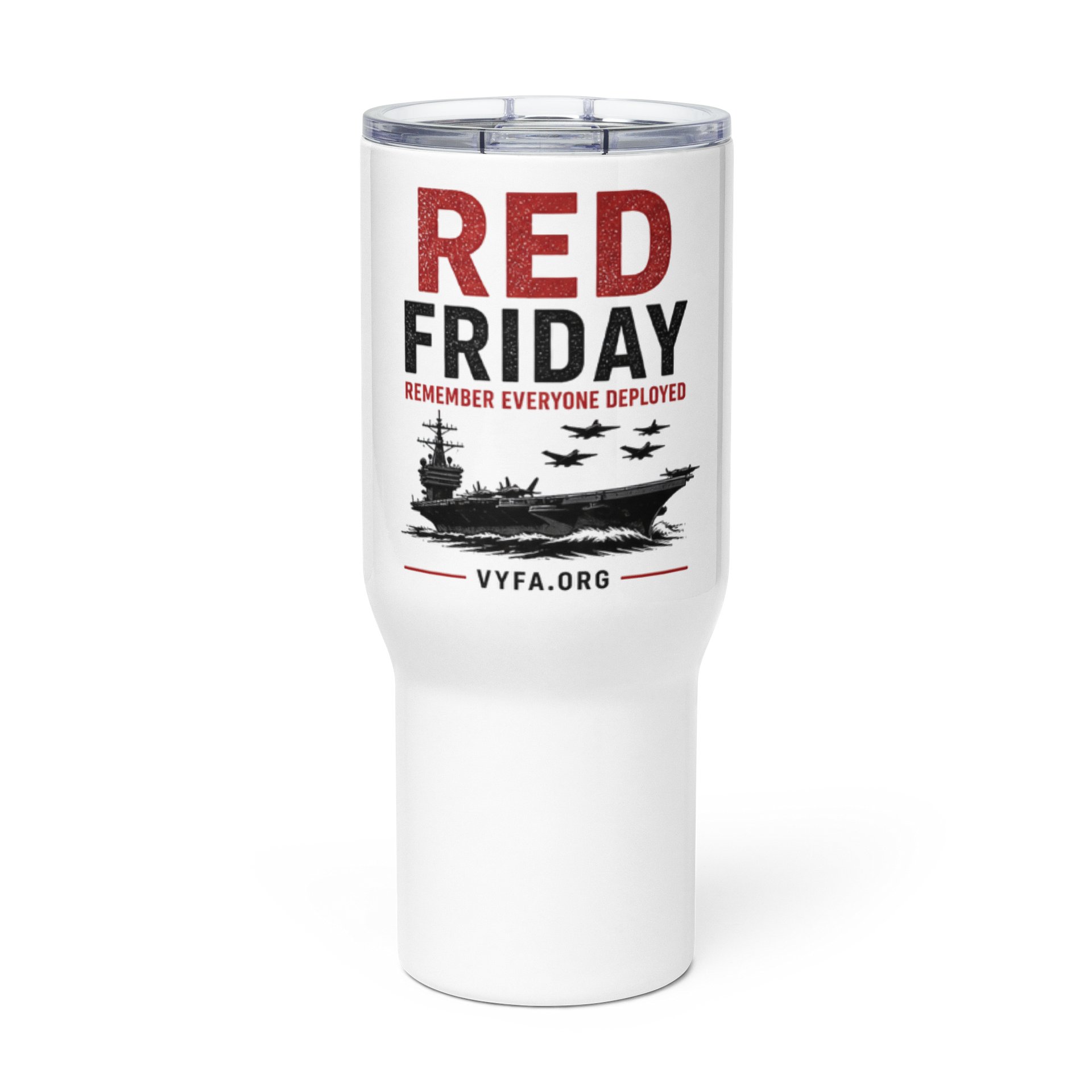 BOLD RED — "Remember Everyone Deployed" Travel Mug product image (3)