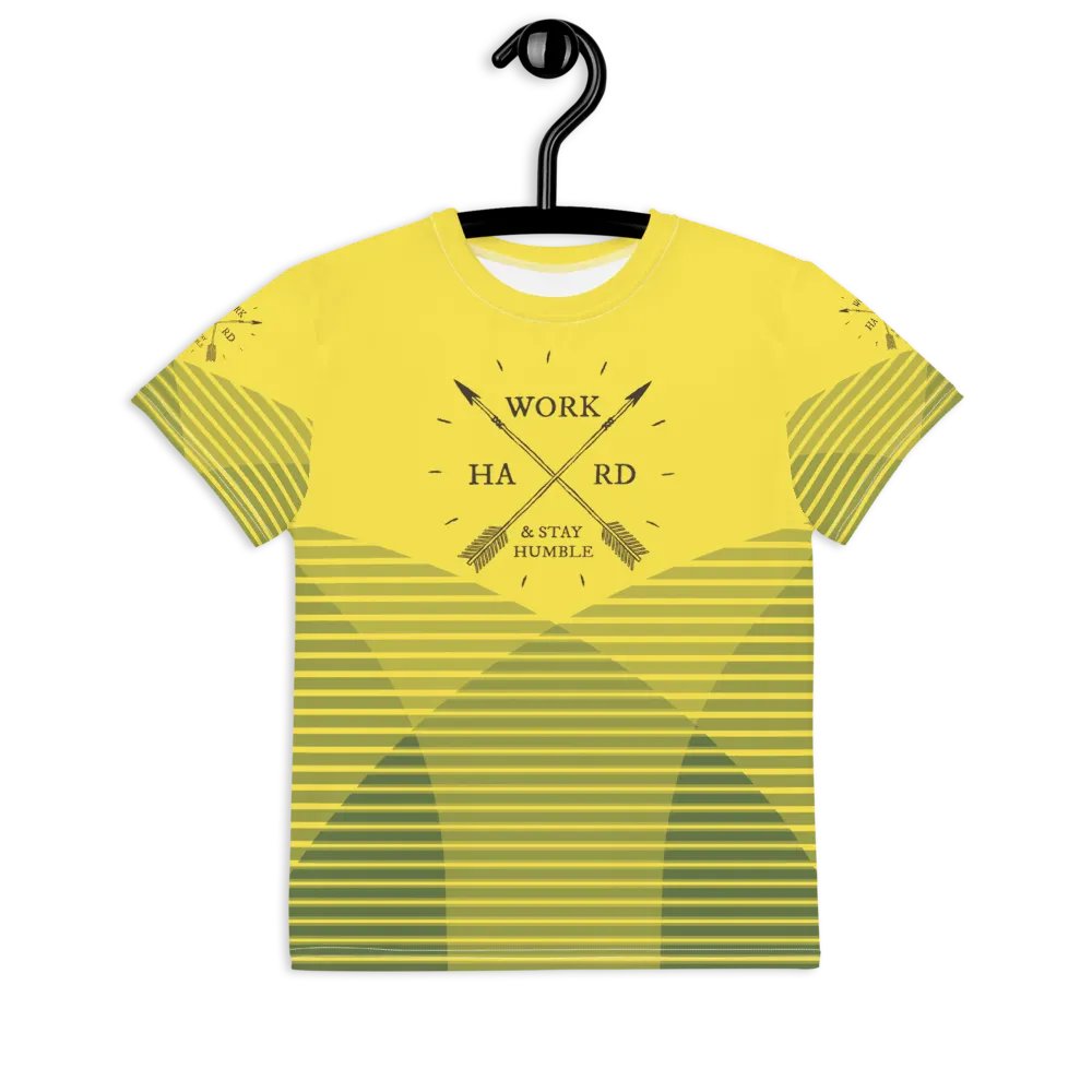'Work Hard & Stay Humble' Work Ethic Yellow Youth T-Shirt product image (12)