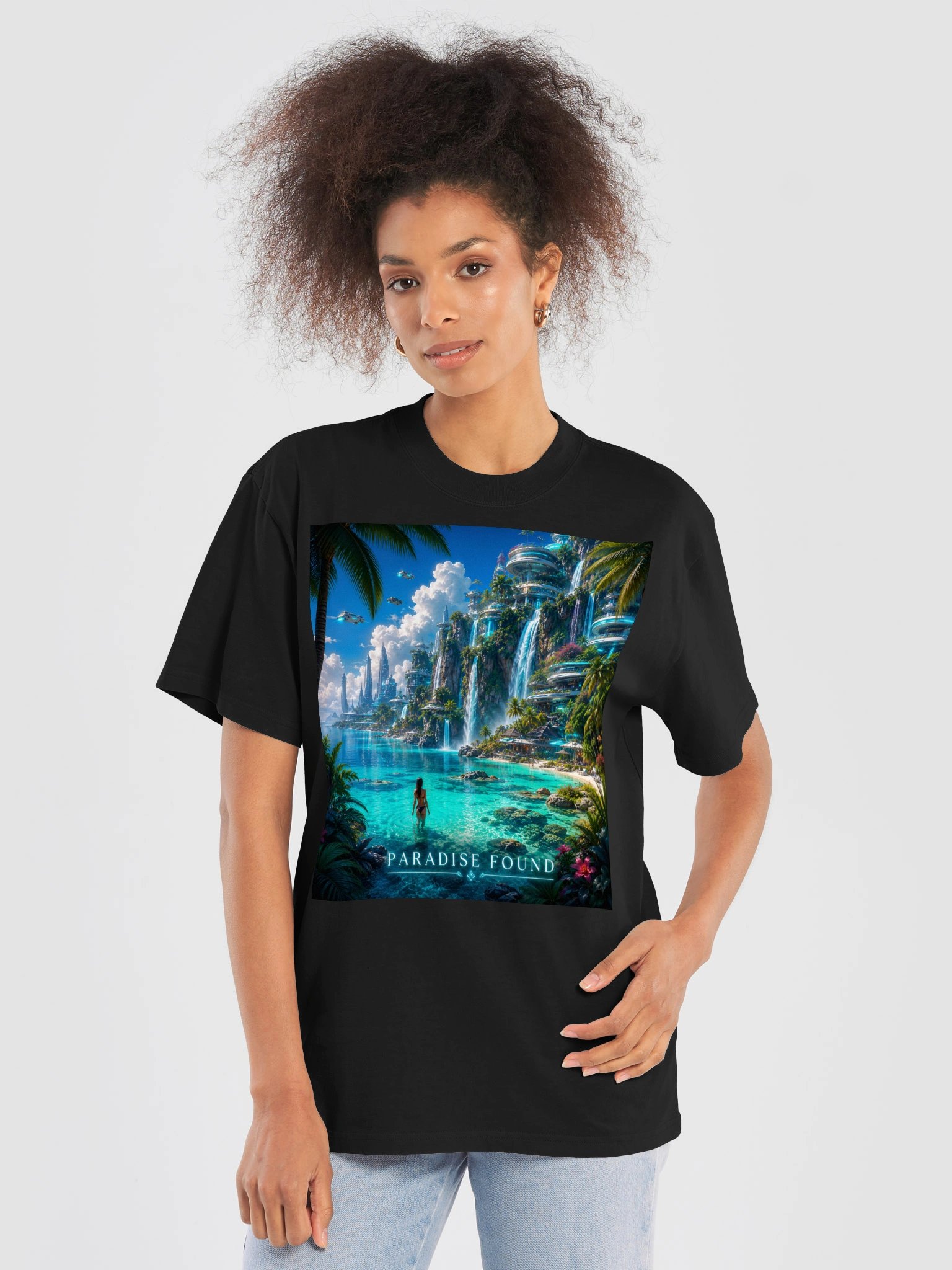 PARADISE FOUND 🌴🌊 Futuristic Tropical Paradise T-Shirt product image (6)