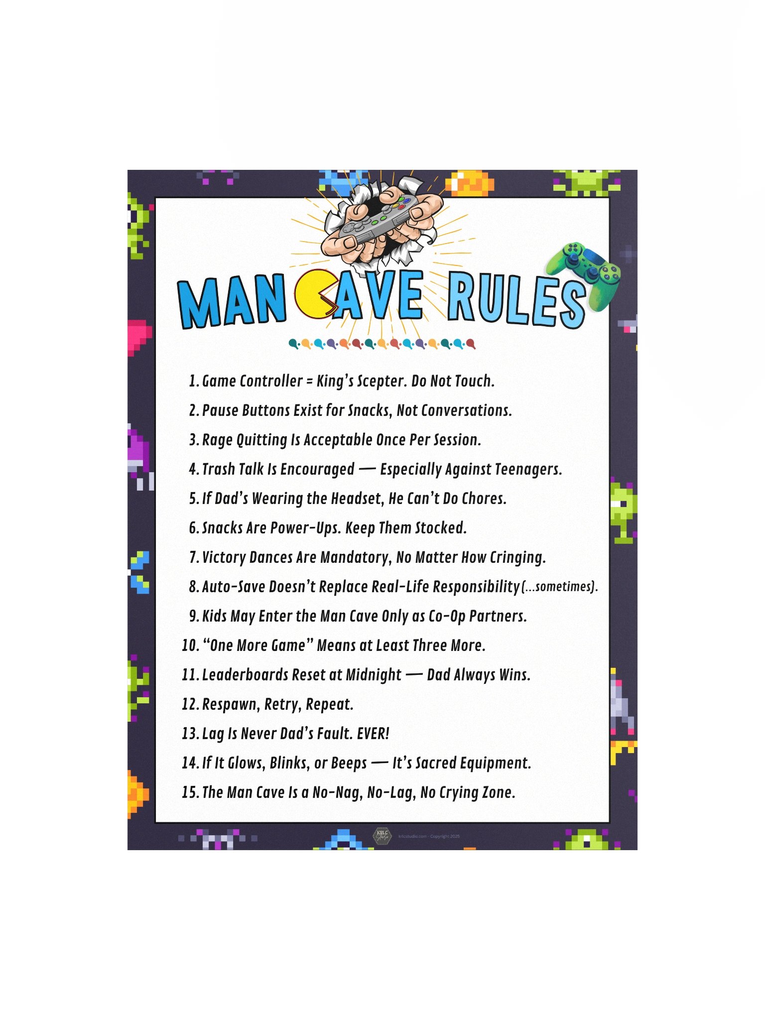Man Cave Rules - Video Gamer Dads product image (2)