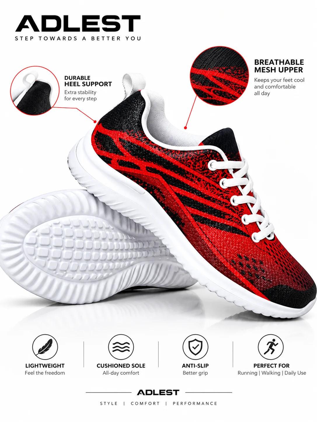 SOSENFER Women's Casual Sneakers, Air Cushion Sole, Breathable Knit Upper, Pink And White Lace-Up Low-Top Shoes - Comfortable Footwear For All Seasons product image (1)