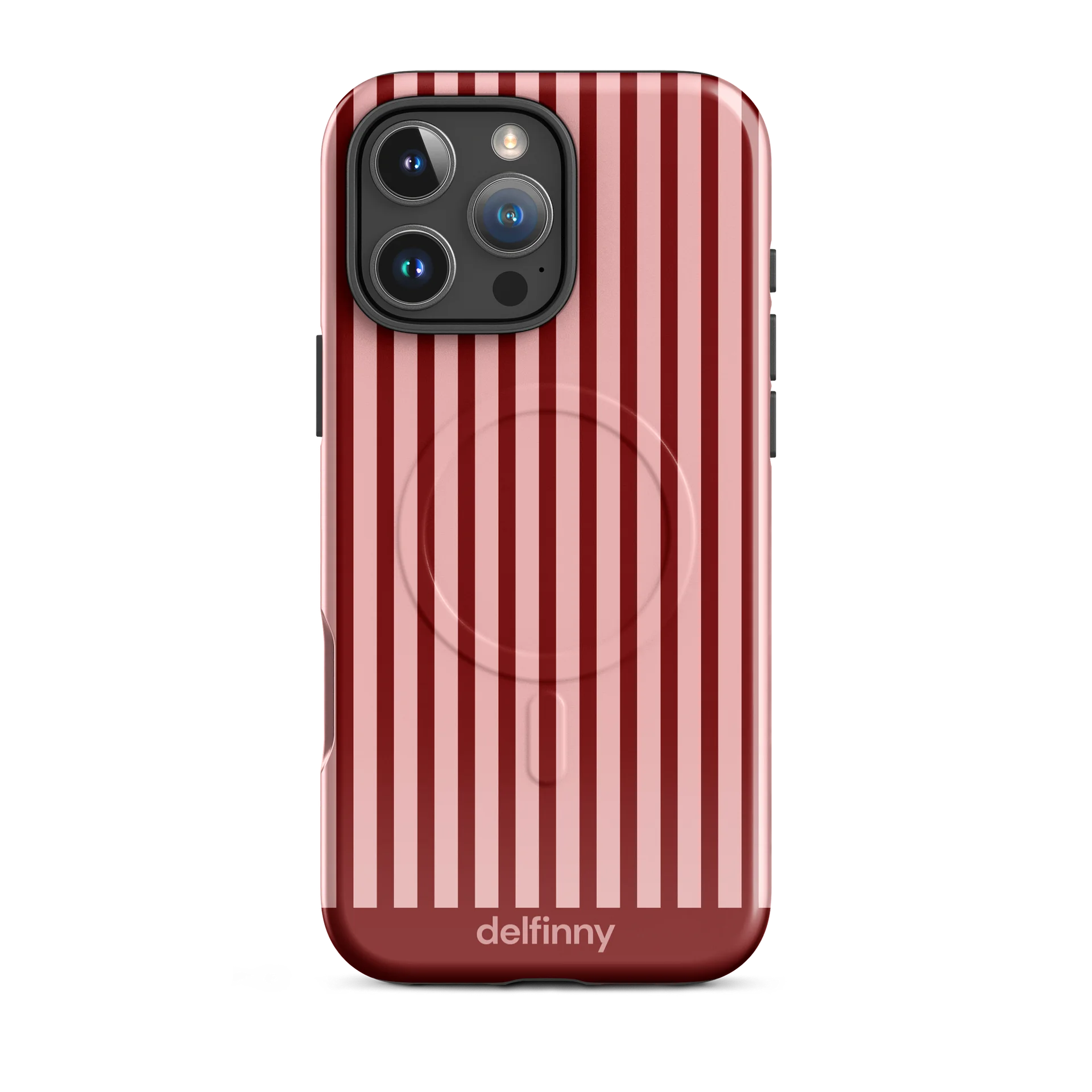 Striped Phone Case for iPhone 16 & 17 Series – MagSafe Compatible (Glossy Burgundy) product image (4)