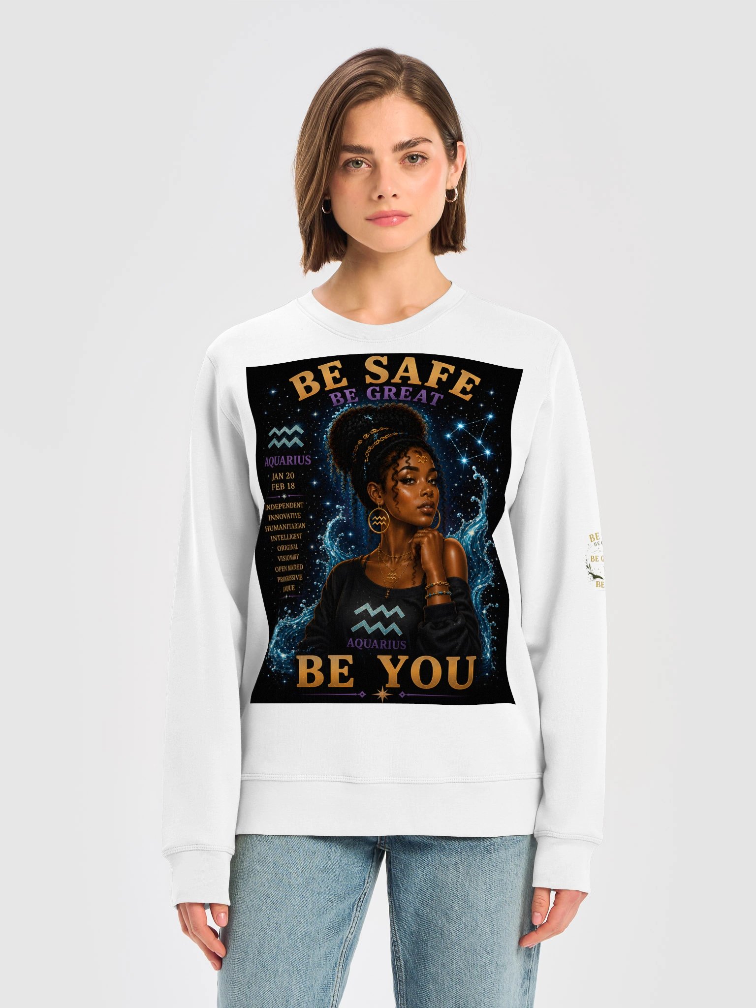 Aquarius For the visionaries. Innovative. Independent. Humanitarian. Aquarius isn’t afraid to think differently. 🌊 Be Safe. Be Great. Be You. product image (14)