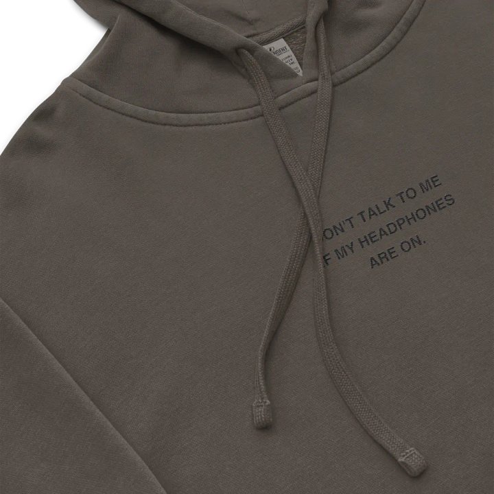 HEADPHONES ON (black) embroidered pigment hoodie product image (1)