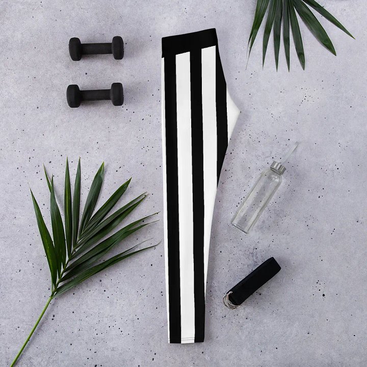 Black and White Stripes/All-Over Print Leggings by Sublicolor product image (2)
