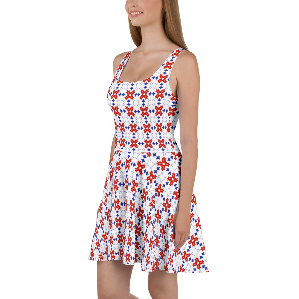 Bold Red & Blue Floral Dress product image (4)