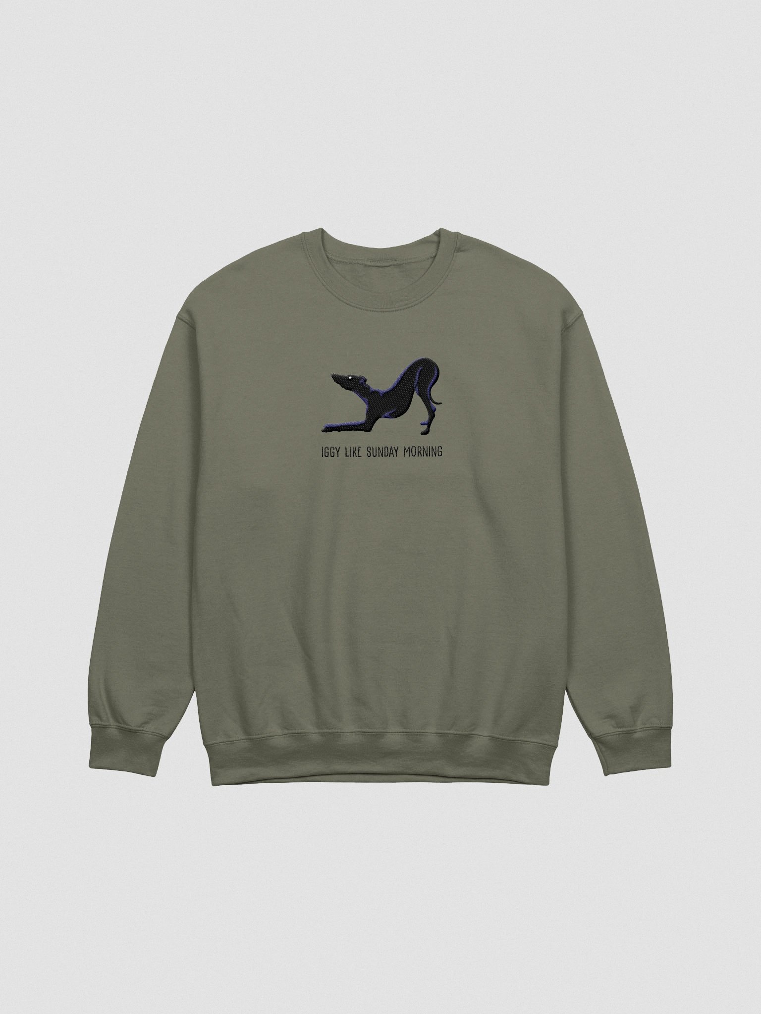 Iggy Like Sunday Morning Sweatshirt (Embroidered) of an Italian Greyhound(Black) product image (4)