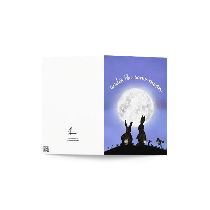 Under the Same Moon | Watercolor Rabbit Silhouettes Against a Night Sky product image (2)