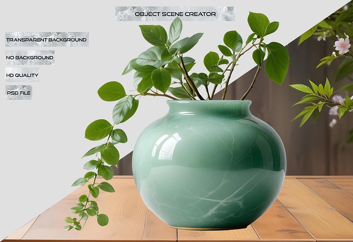 Jade Signature – Round Jade Vase PNG object product image (2)