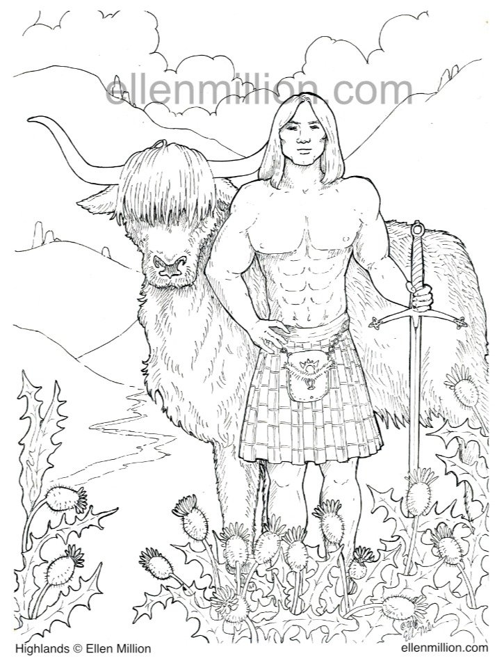 Highlands - digital coloring page product image (1)