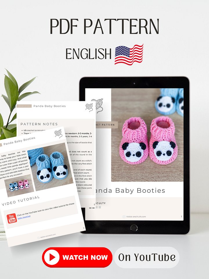 Panda Baby Booties Crochet Pattern product image (2)