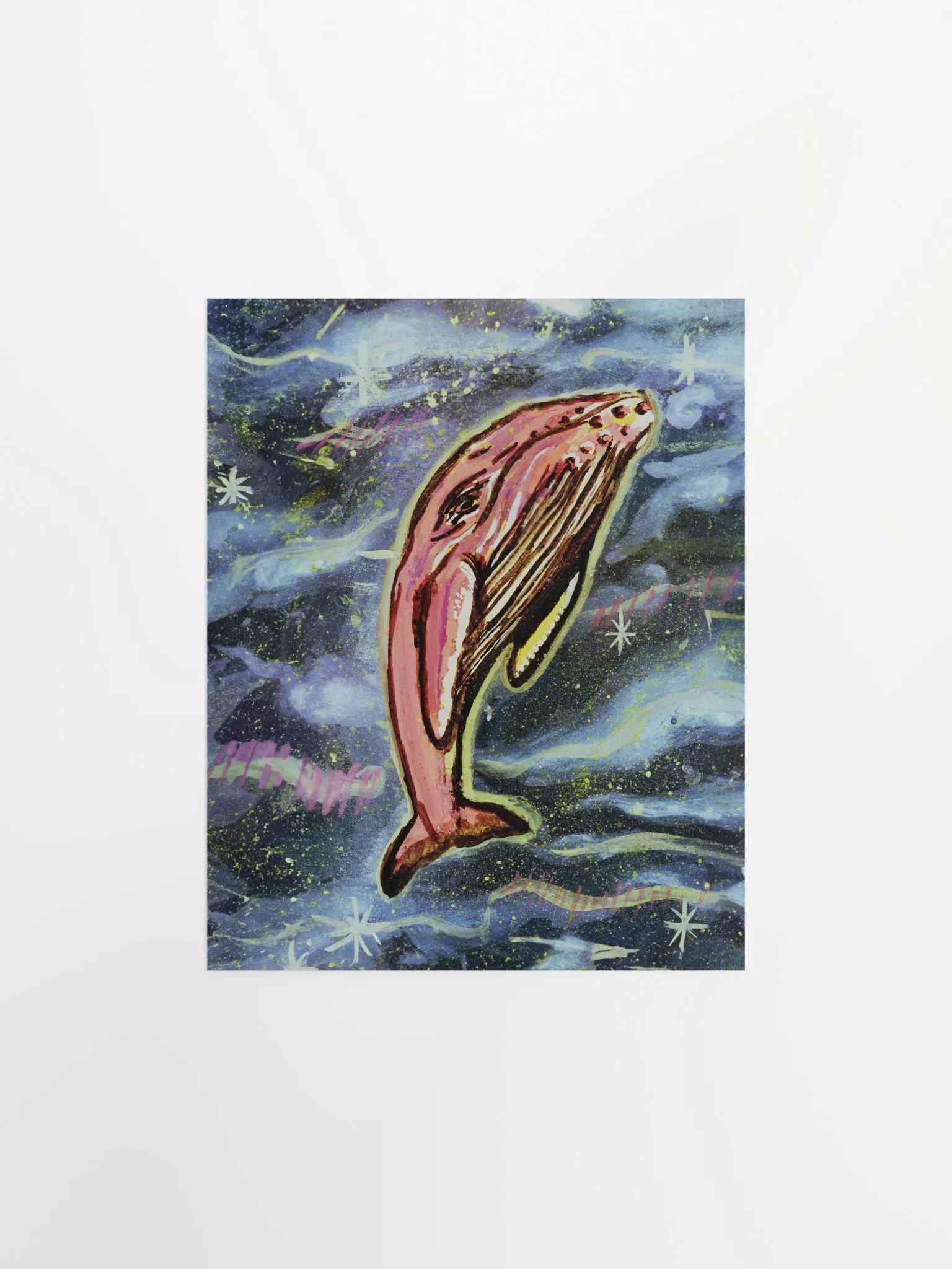 Humpback Whale IN SPACE! - Gouache Art Print (PRINT ONLY) product image (2)