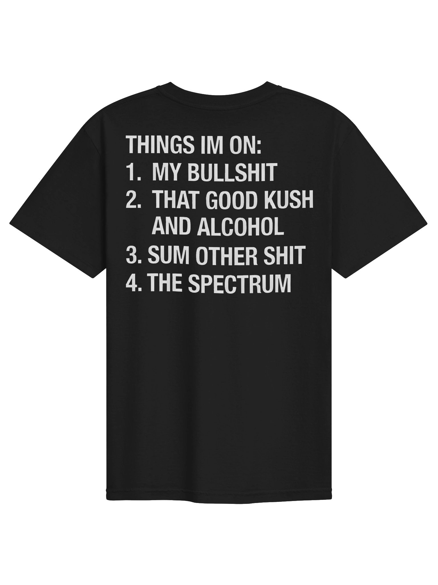 Things I'm On: My Bullshit, That Good Kush And Alcohol, Sum Other Shit And The Spectrum. product image (1)