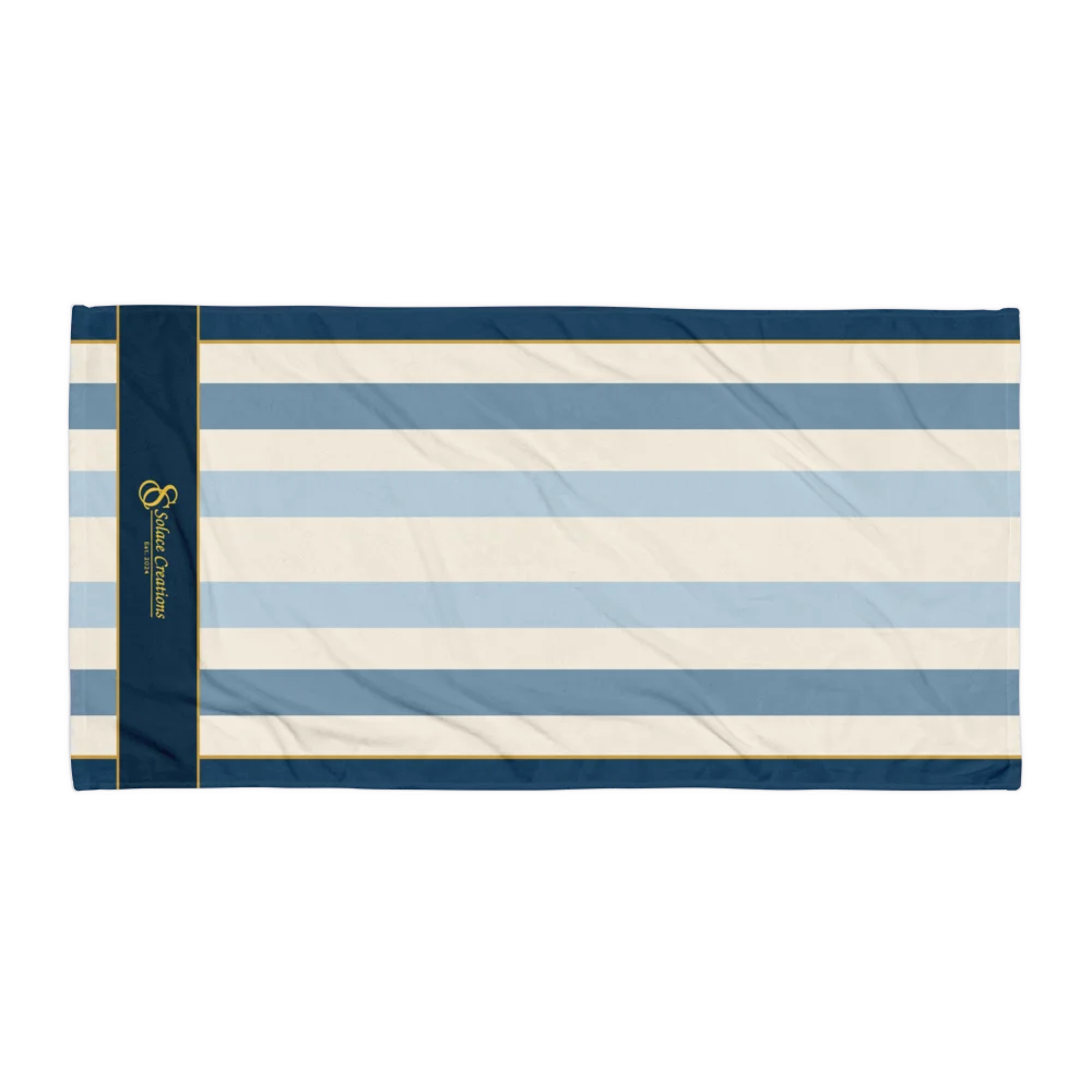 Solace Signature Blue Stripe Bath Towel product image (1)