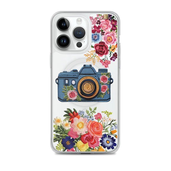 Flower Camera - Clear Phone Case with Embroidery Look product image (2)