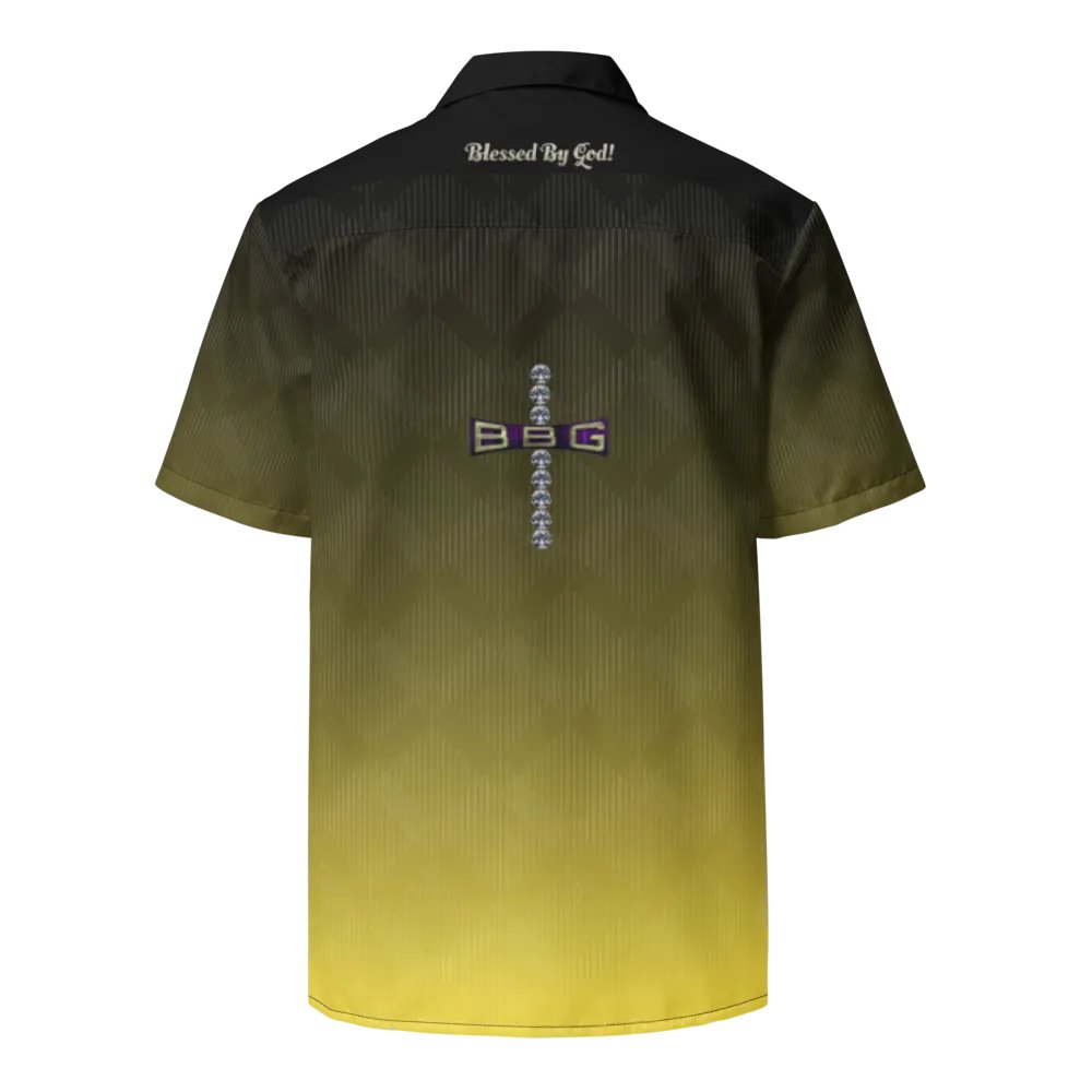 Black and Gold Blessed by God Button-up Shirt product image (1)
