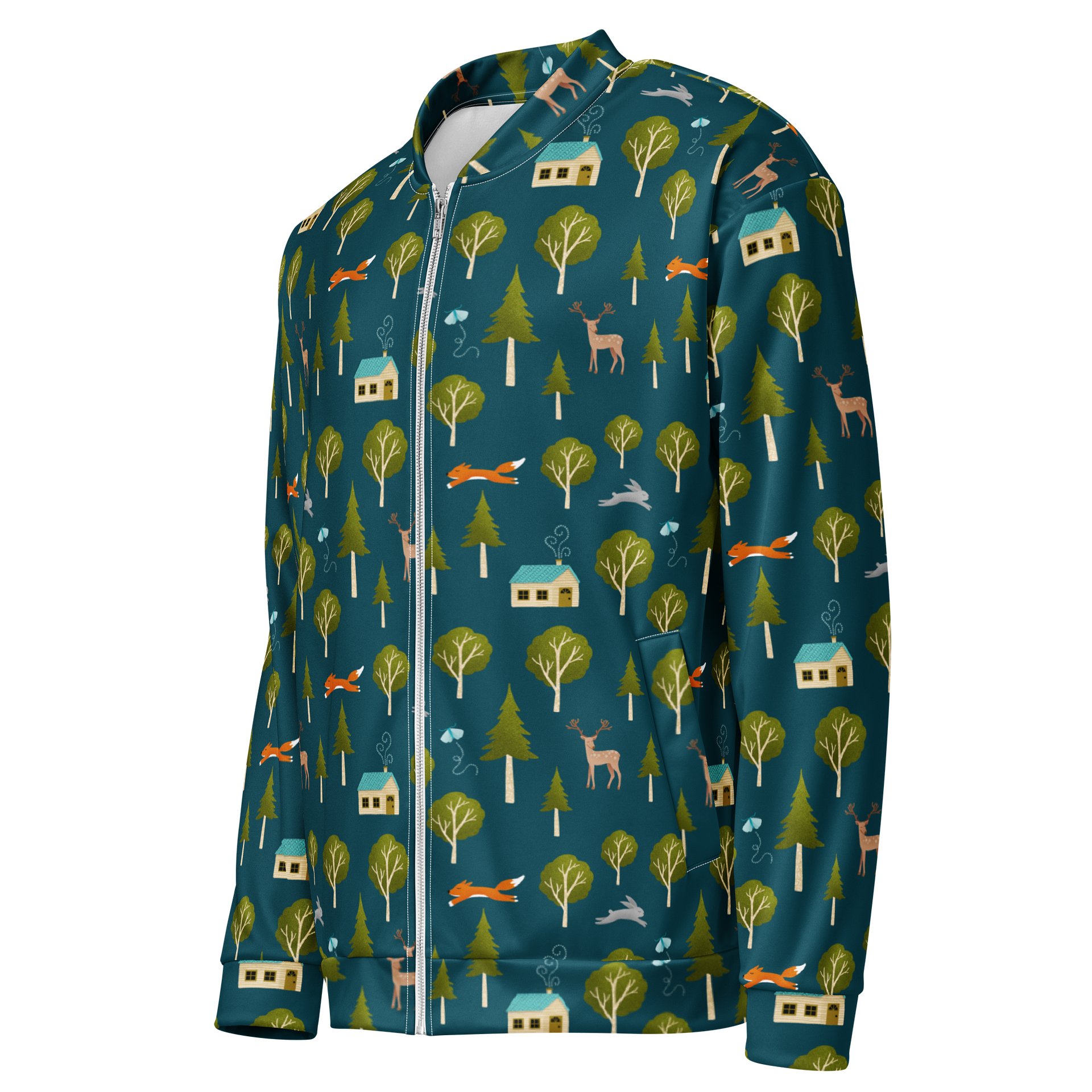 Cozy Cabin and Forest Animals Bomber Jacket product image (3)