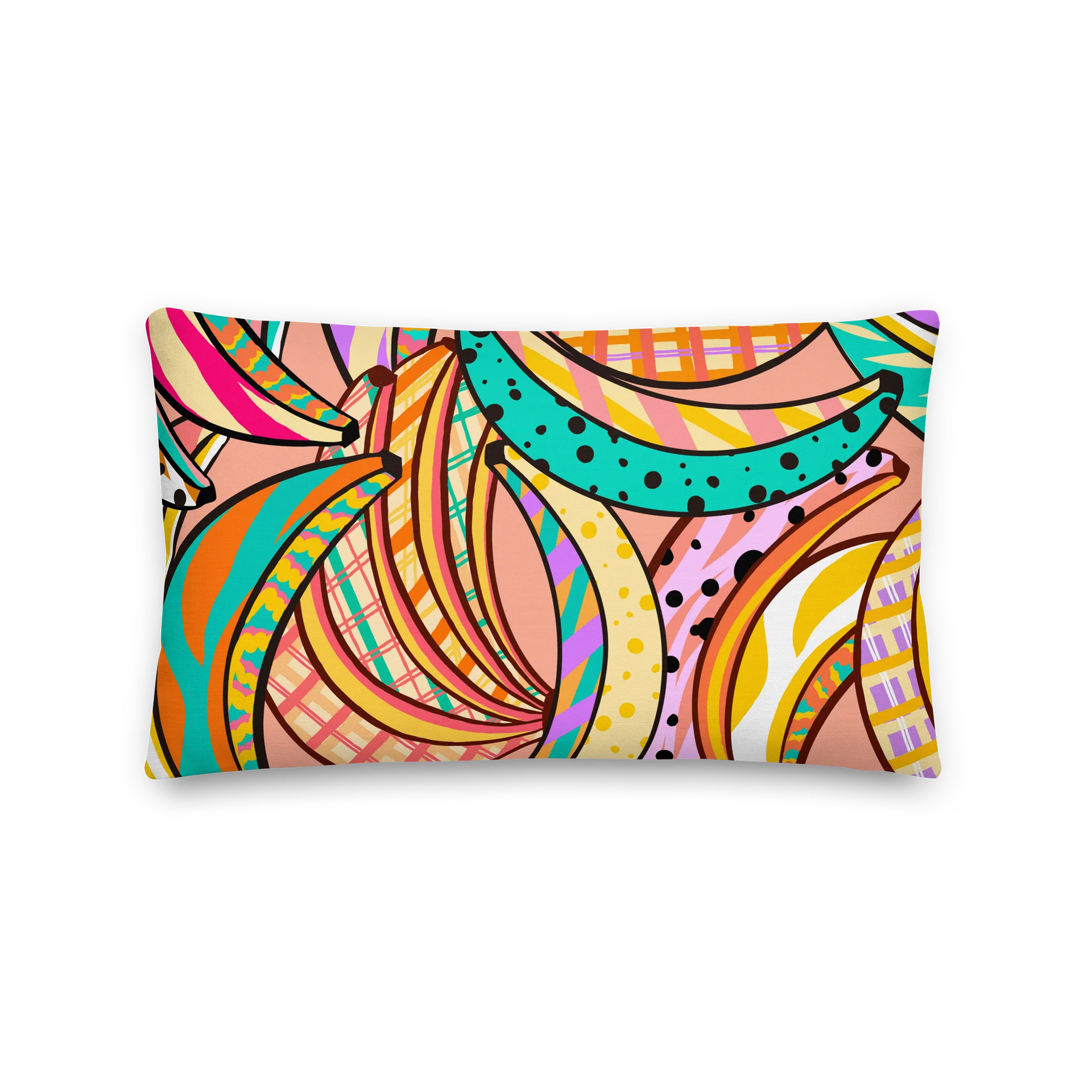 Colorful Tropical Banana Throw Pillow | Modern Abstract Fruit Decor Cushion product image (1)