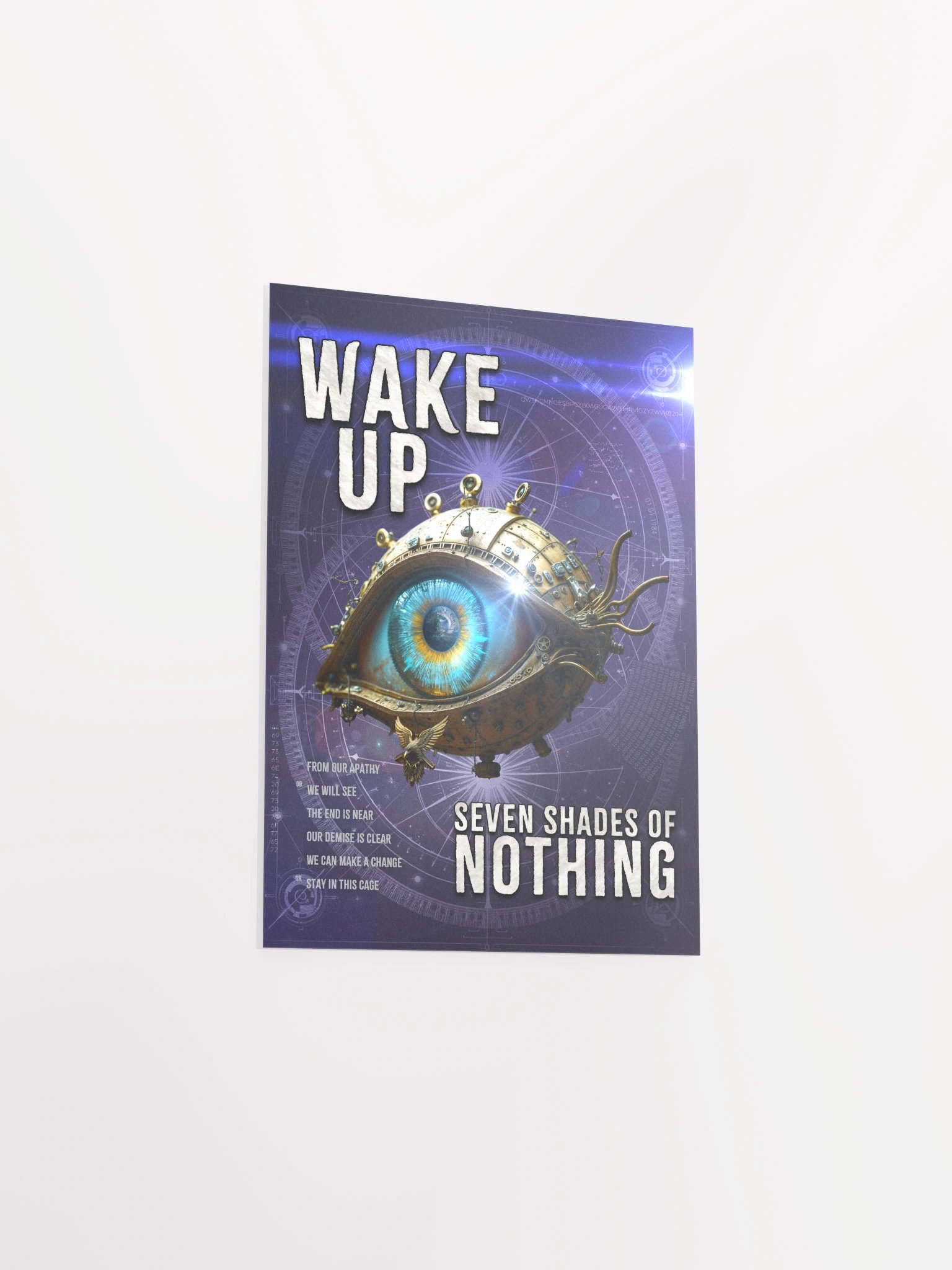 “Wake Up” lyric poster – cinematic vertical print from Seven Shades of Nothing – Framed High-Quality Matte Poster product image (3)