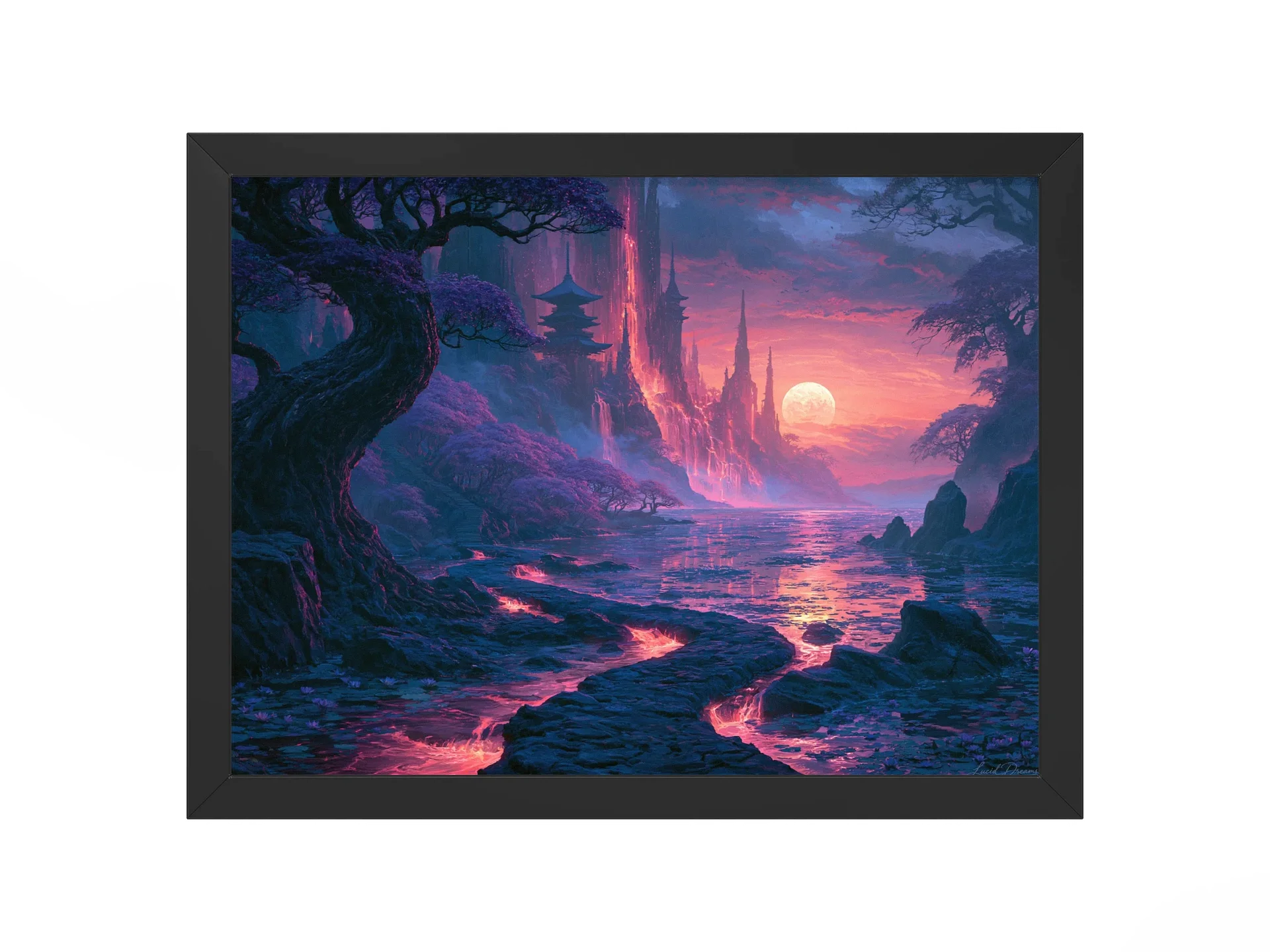 Violet Castle Framed Art Print — Moonrise at the Violet Citadel product image (1)