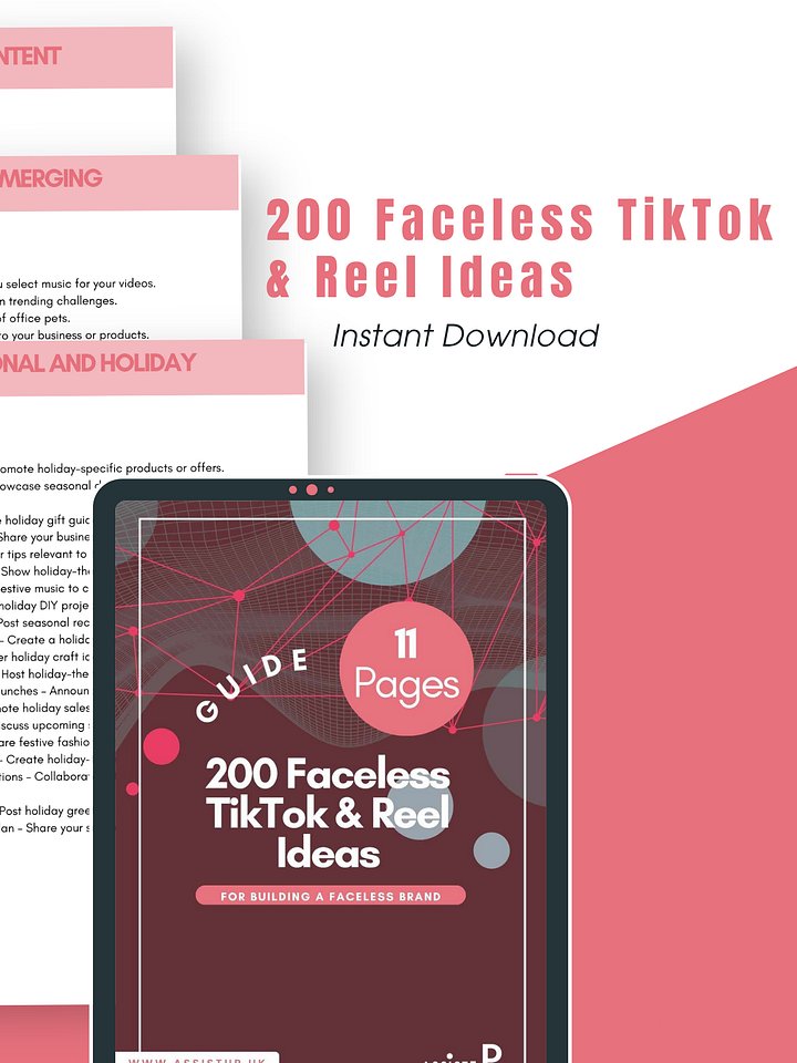 200 Faceless TikTok & Reel Ideas for Business guide product image (2)