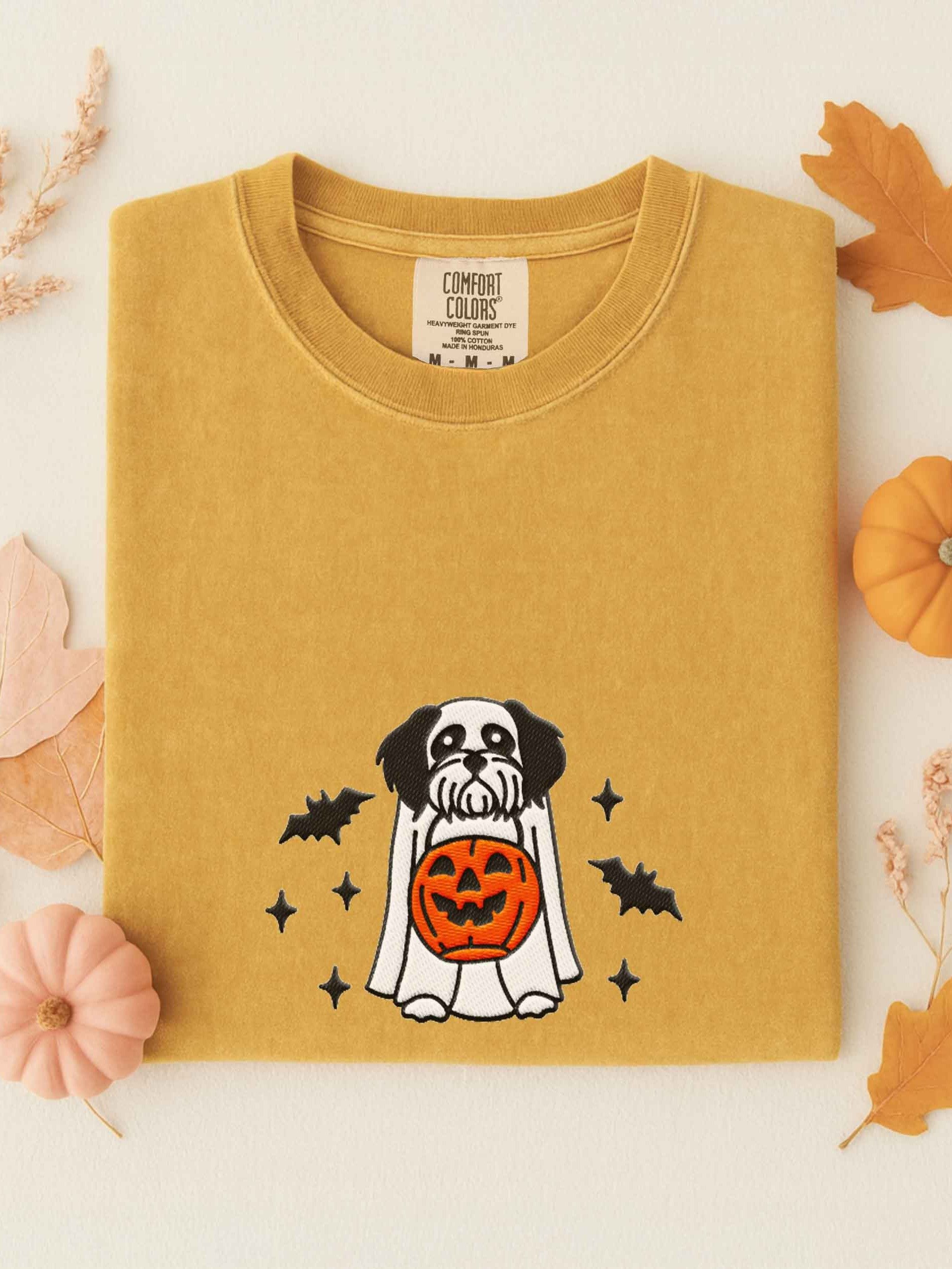 Halloween Shih Tzu(Black & White) Embroidered T-Shirt product image (1)