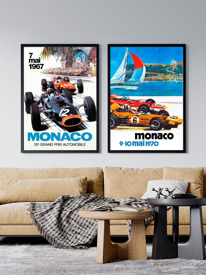Monaco Vintage F1 Grand Prix, 1967 poster — Vintage Formula 1 poster, Monaco Grand Prix poster, retro travel poster, retro travel art product image (2)