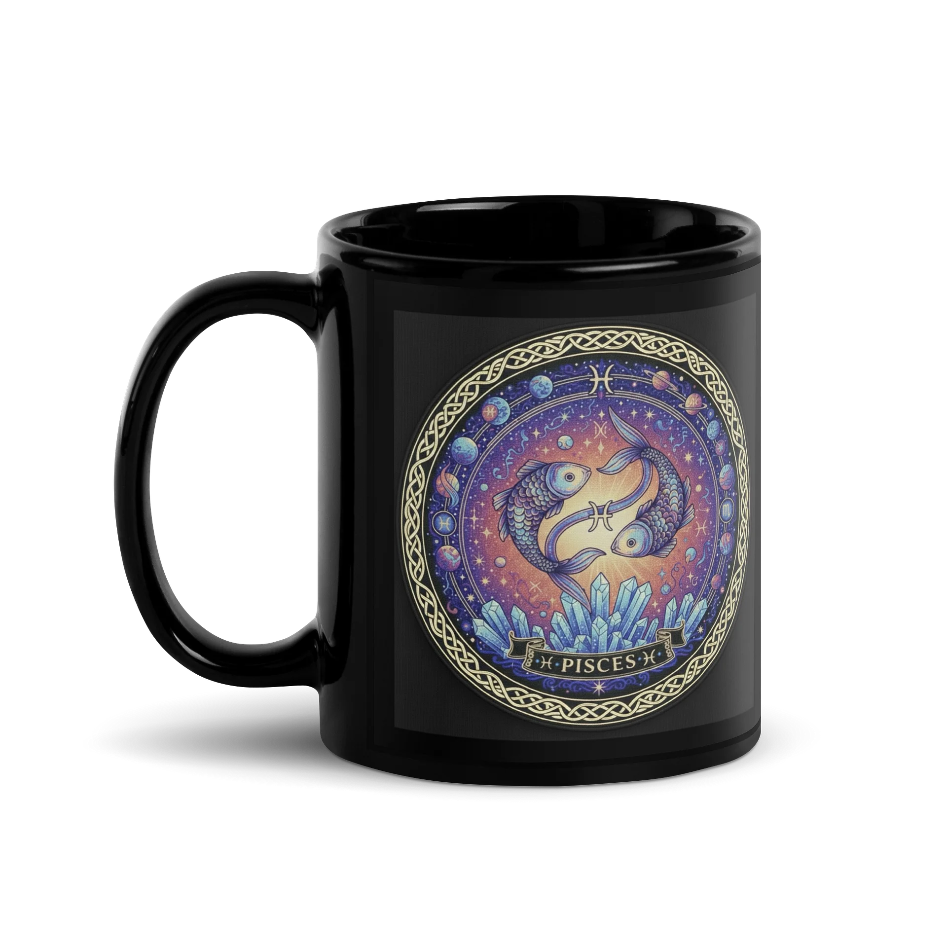 Pisces Celestial Fish Black Mug product image (1)