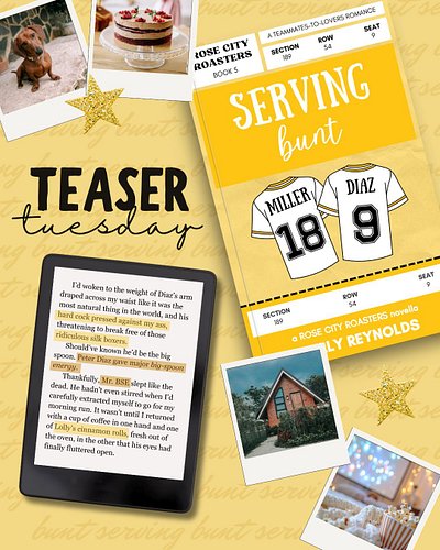 I couldn't let #TeaserTuesday go without sharing another excerpt from Matty & Diaz's book!

𝑺𝒆𝒓𝒗𝒊𝒏𝒈 𝑩𝒖𝒏𝒕 is a spicy holiday-i...