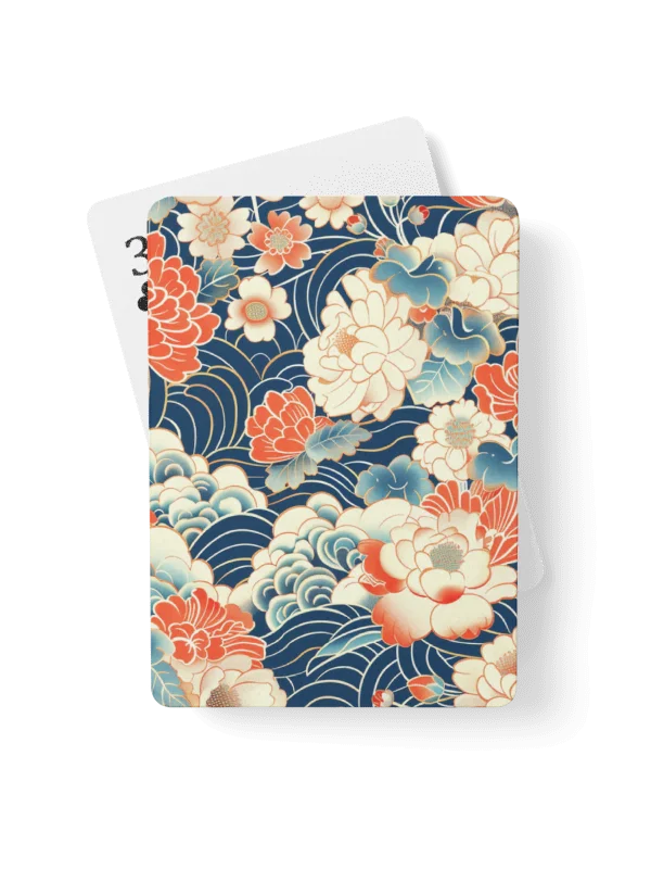 Traditional Japanese Floral Playing Cards - Peony Wave Aesthetic Card Deck product image (1)