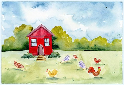 What’s in my head verses what’s in my back yard. I love my chickens. 🐓 

#wrenwatercolor #watercolorchickens